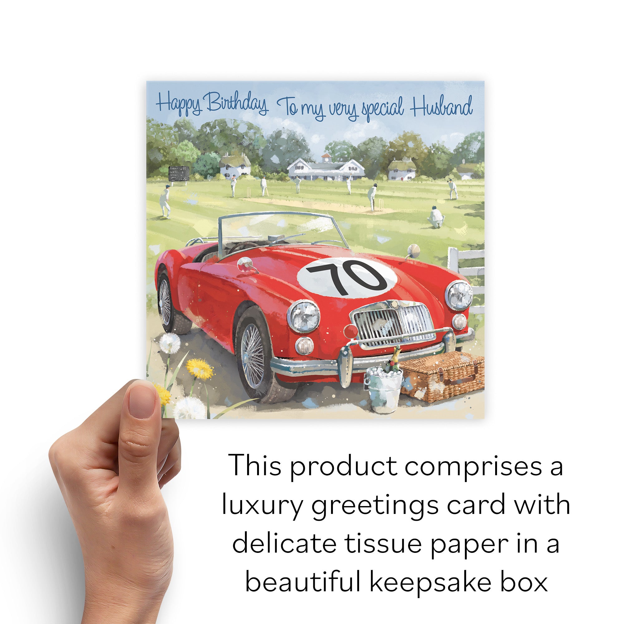 Boxed 70th Husband Classic Sports Car Birthday Card Milo's Gallery - Default Title (B0D5R8FLBD)