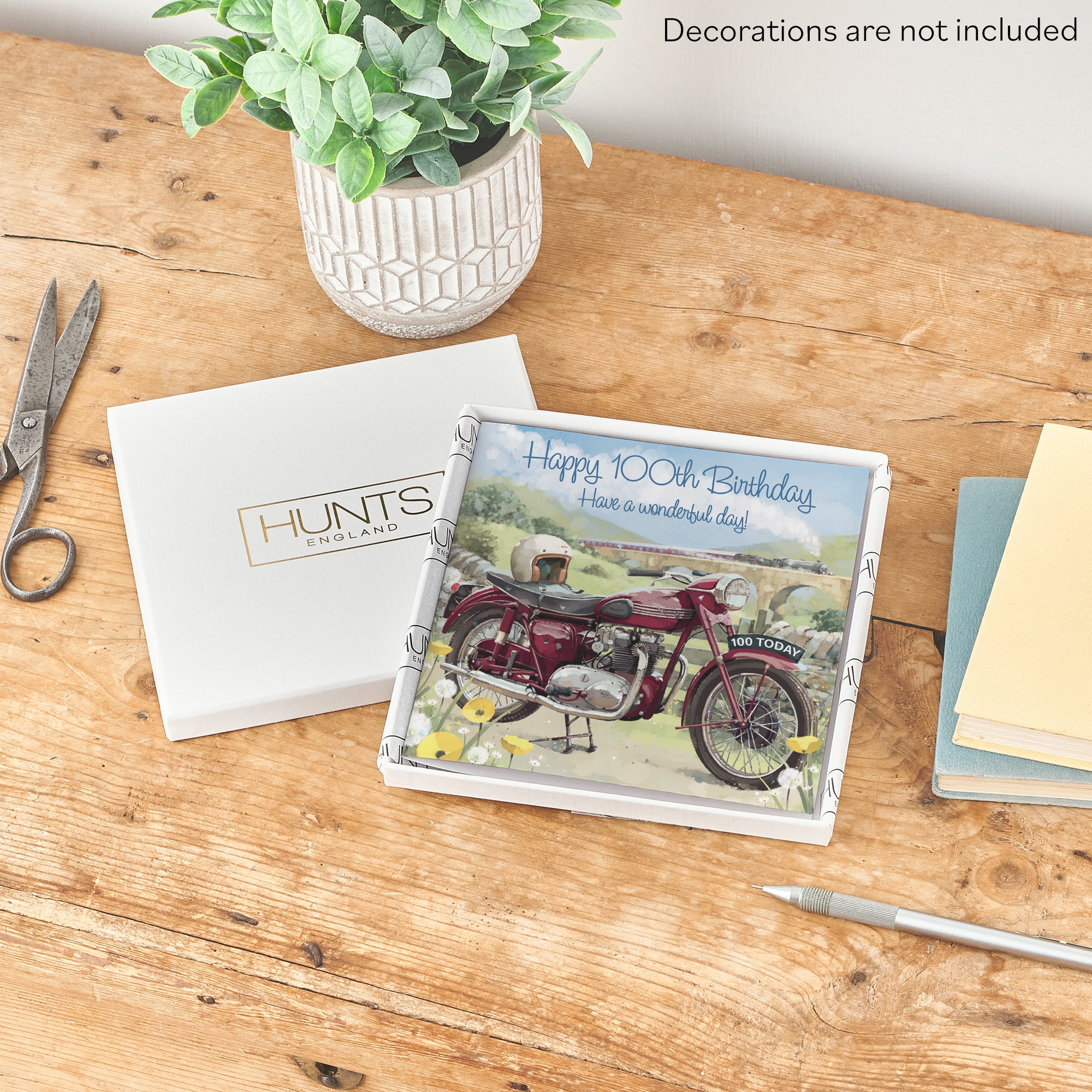 Boxed 100th Birthday Card Vintage Motorbike Milo's Gallery - Default Title (B0D5R8HN19)