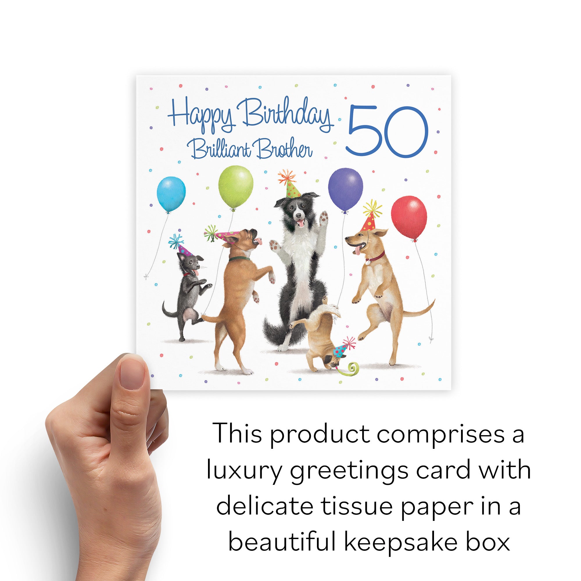 Boxed 50th Brother Birthday Card Dancing Dogs Milo's Gallery - Default Title (B0D5R8K8YR)