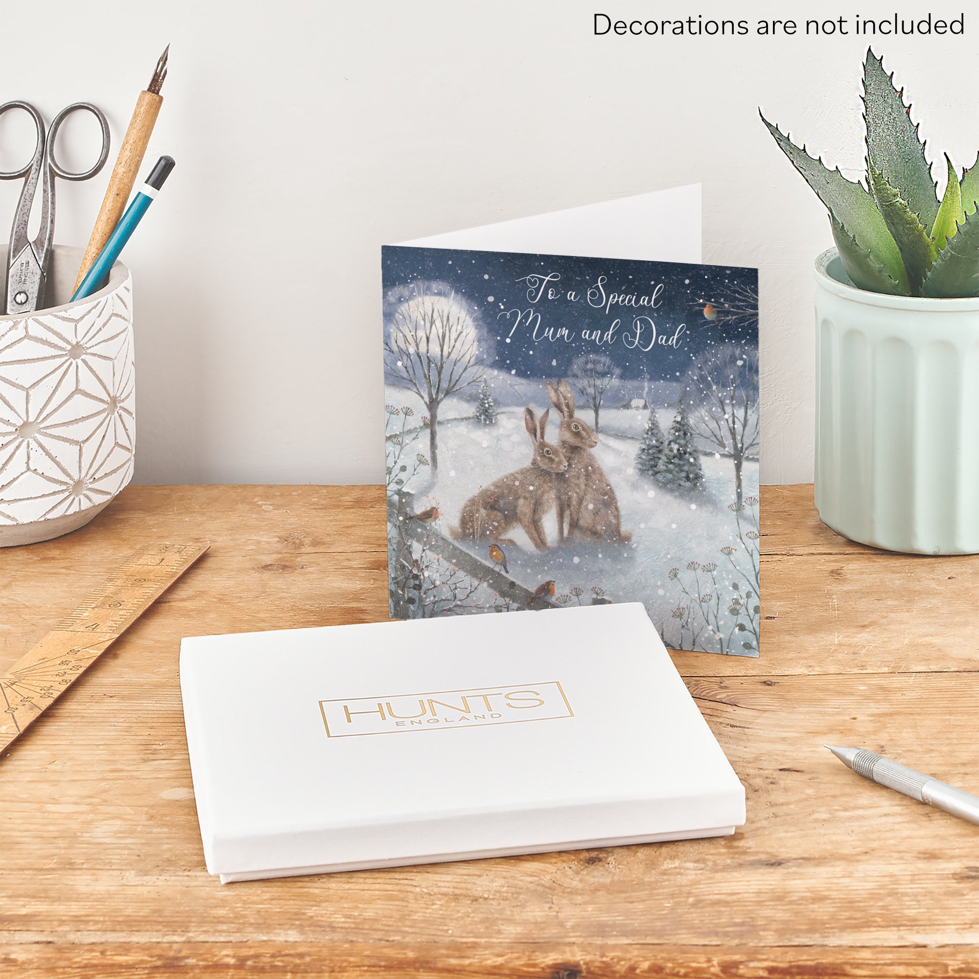 Boxed Mum And Dad Christmas Card 'Snowy Hares' Milo's Gallery - Default Title (B0D5R8VQKV)