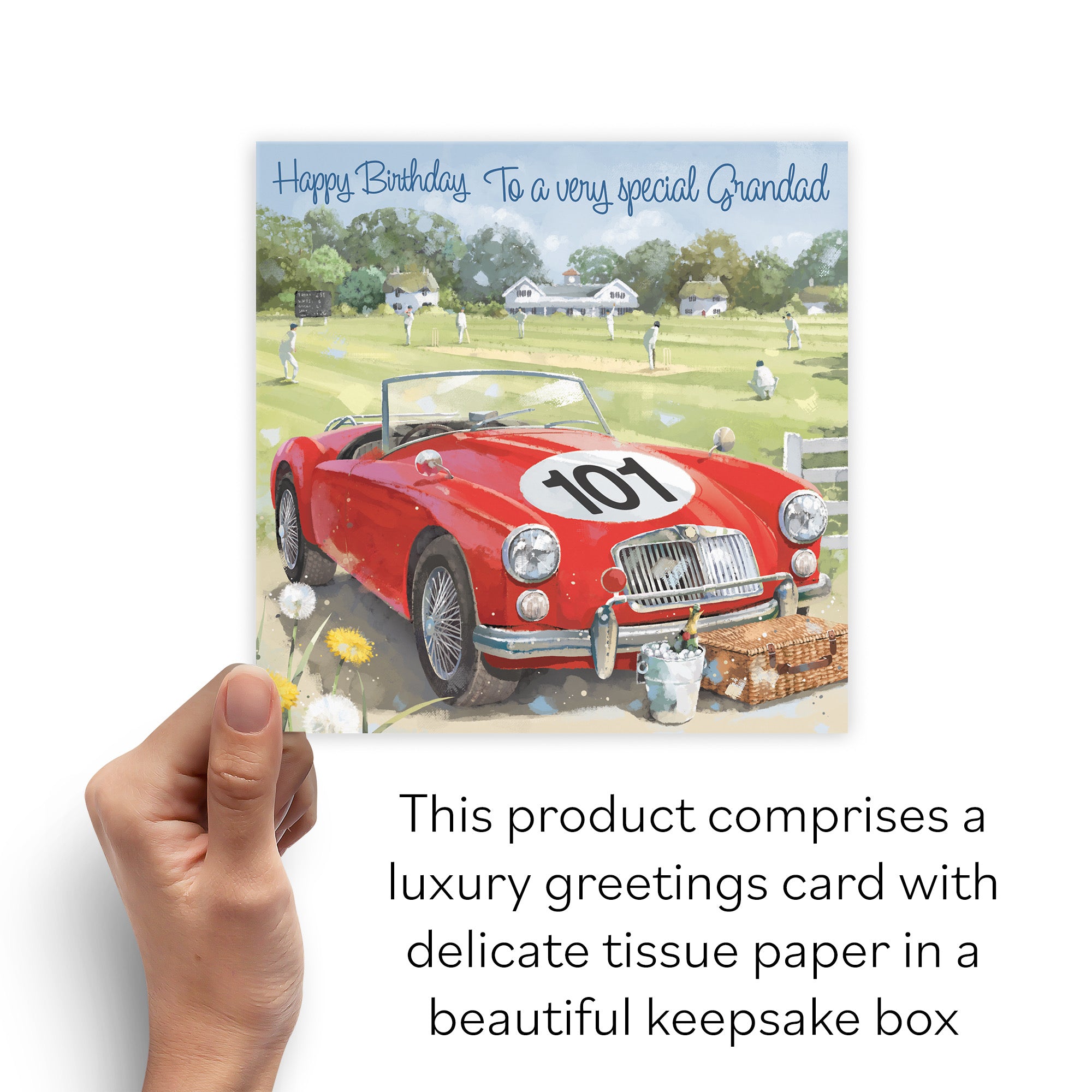 Boxed 101st Grandad Classic Sports Car Birthday Card Milo's Gallery - Default Title (B0D5R947DF)