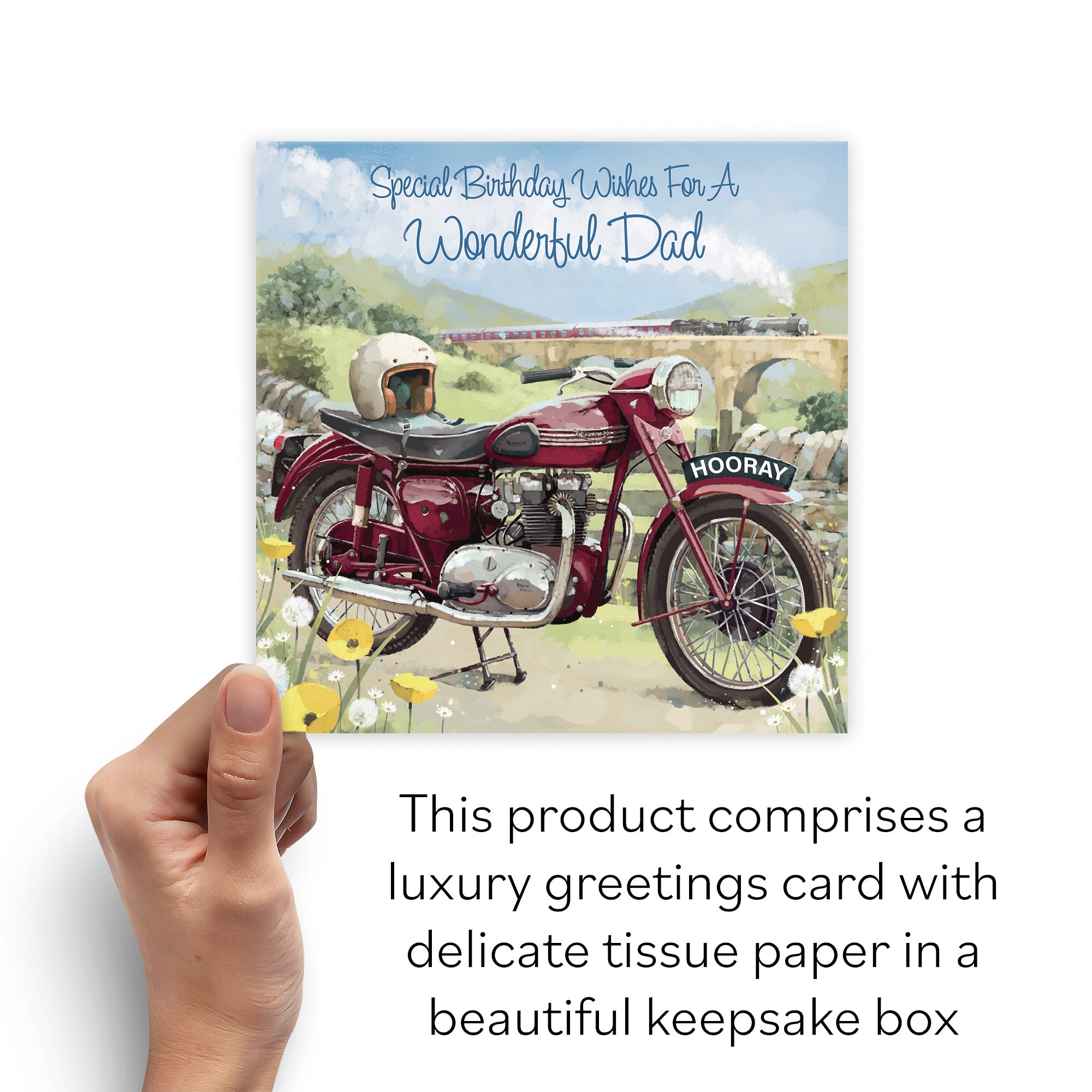 Boxed Dad Vintage Motorbike Birthday Card Milo's Gallery - Default Title (B0D5R94V9M)