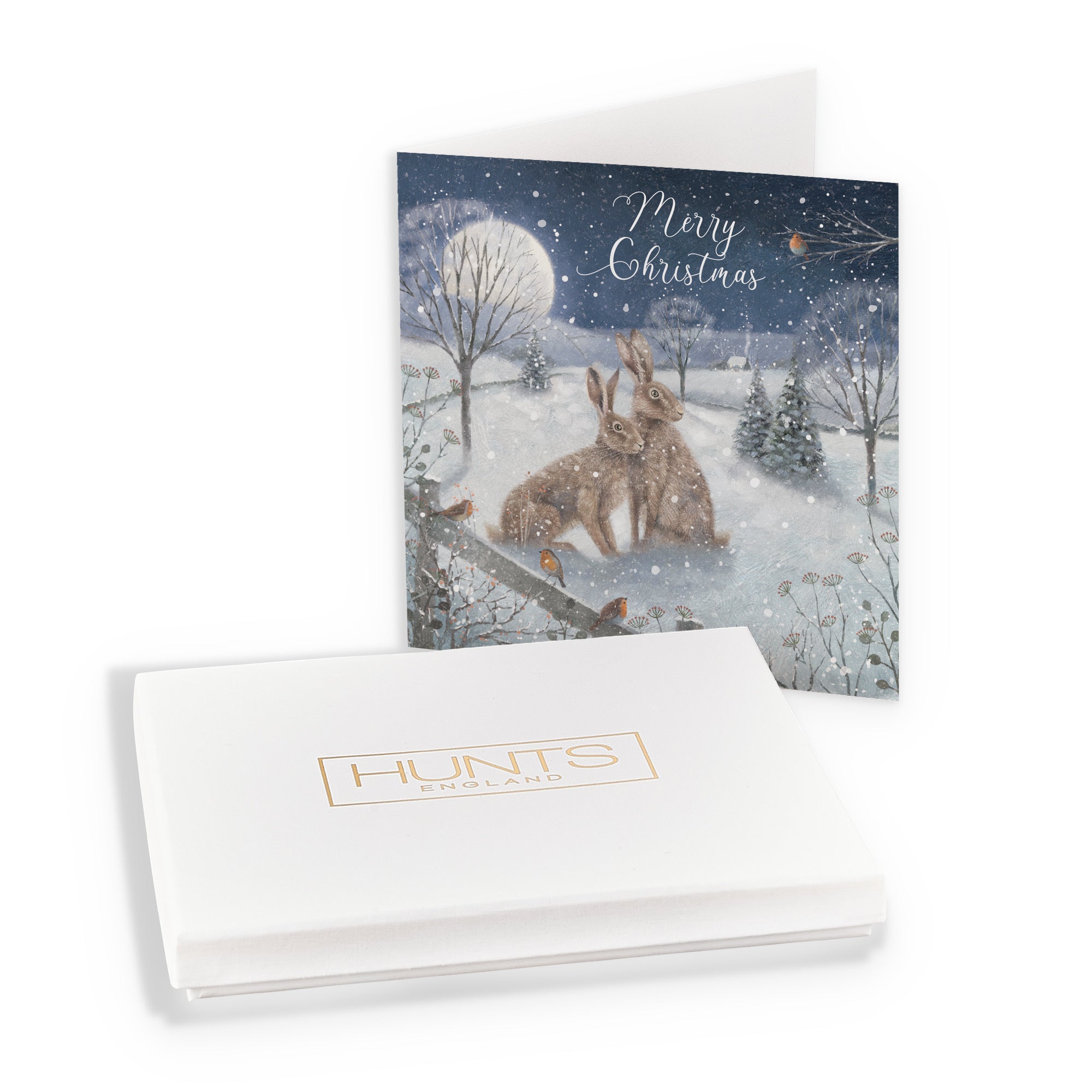 Boxed Open Single Christmas Card 'Snowy Hares' Milo's Gallery - Default Title (B0D5R99JJX)