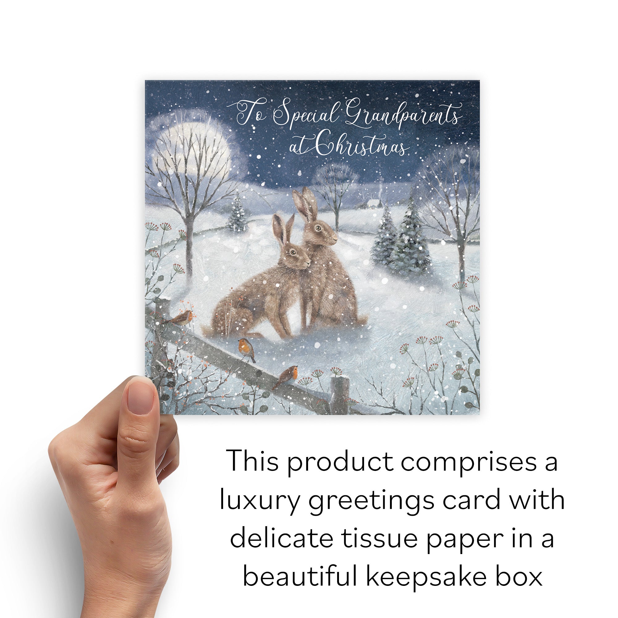 Boxed Grandparents Christmas Card 'Snowy Hares' Milo's Gallery - Default Title (B0D5RBXT2N)