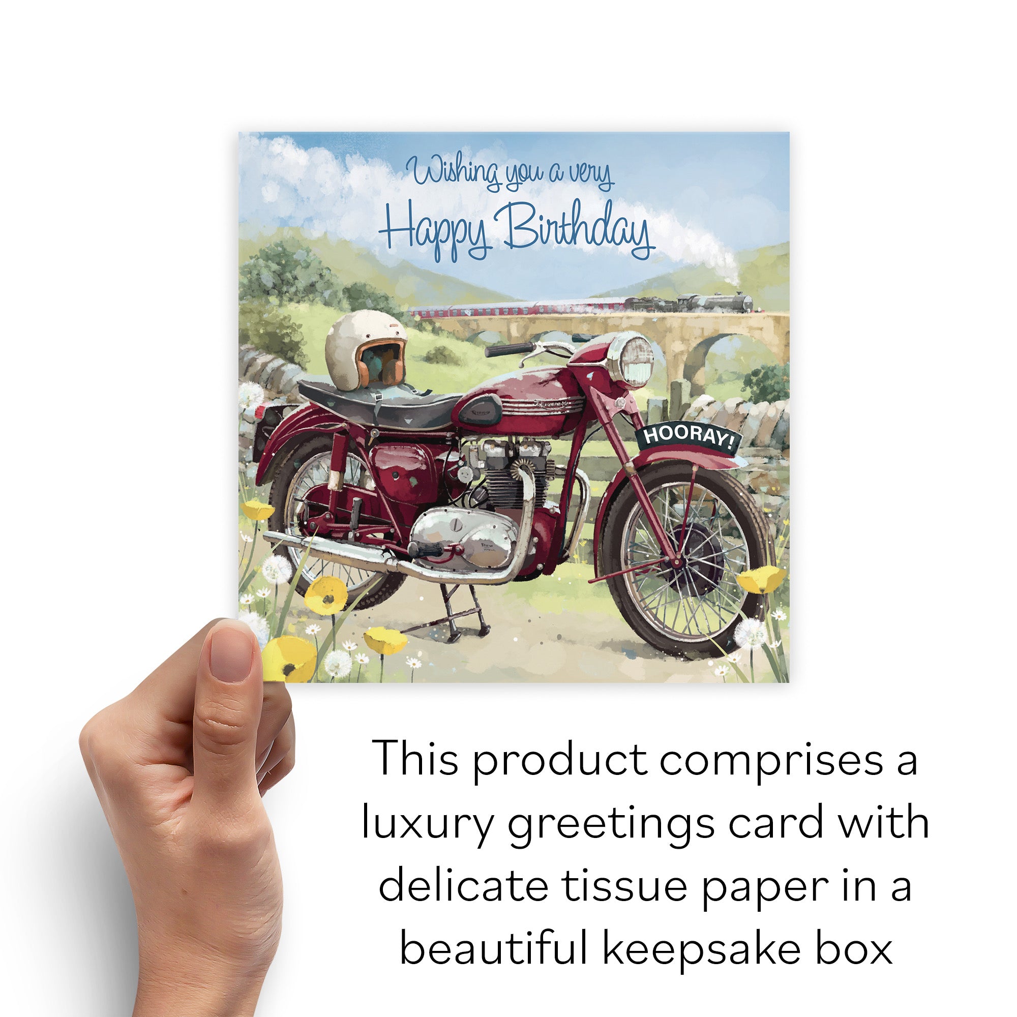 Boxed Vintage Motorbike Artistic Birthday Card Milo's Gallery - Default Title (B0D5RDSGV2)