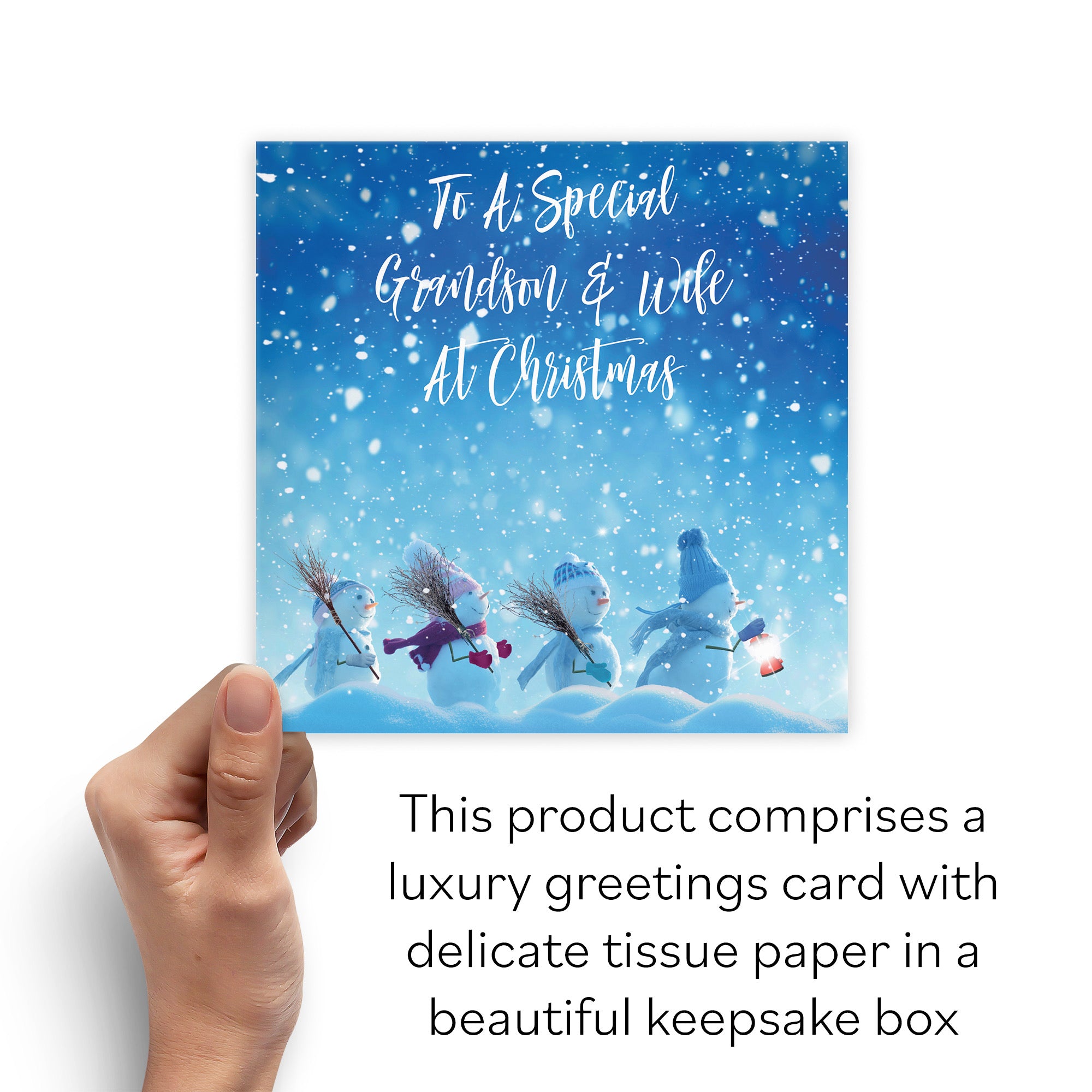 Boxed Grandson And Wife Snow People Christmas Card - Default Title (B0D5RGNXRK)