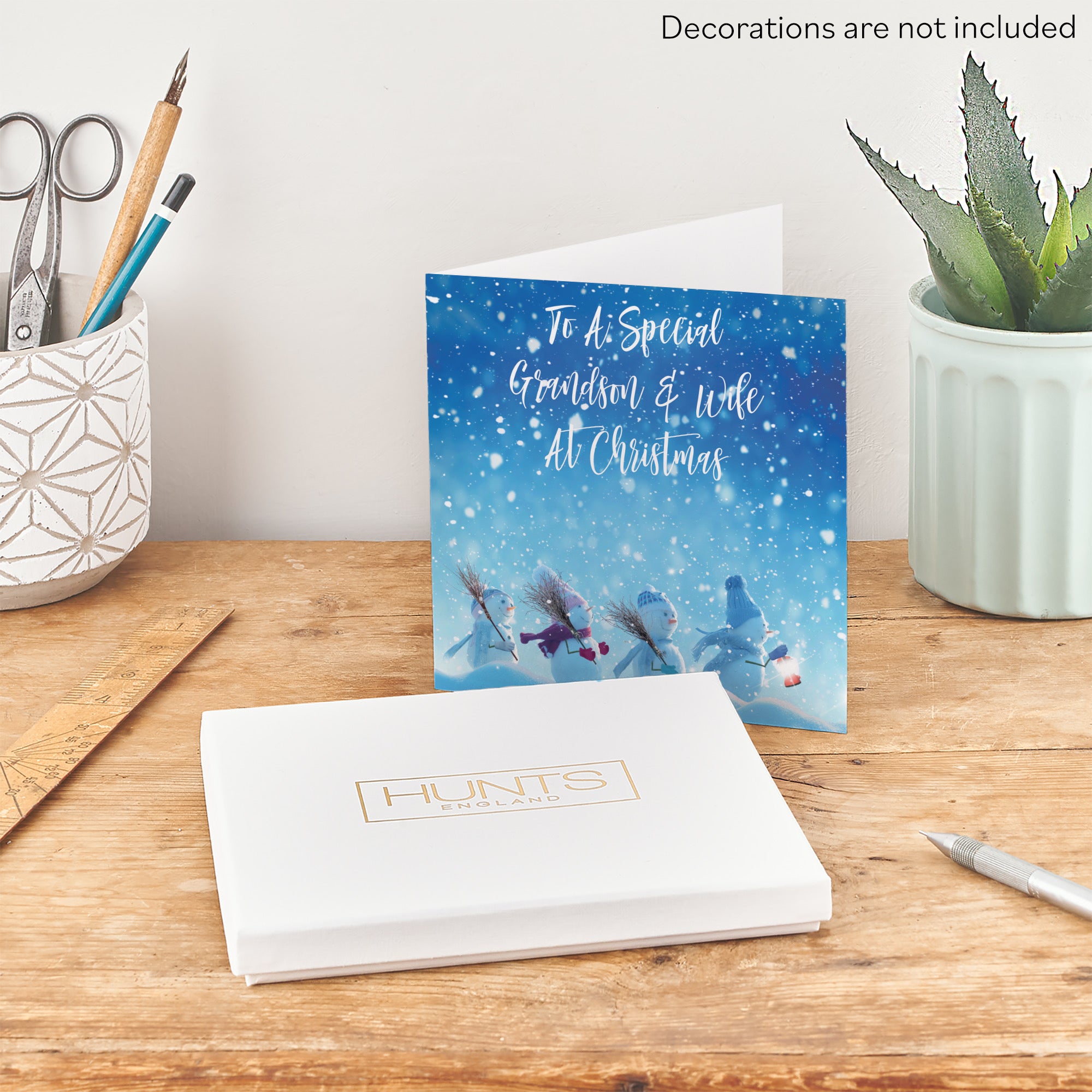 Boxed Grandson And Wife Snow People Christmas Card - Default Title (B0D5RGNXRK)