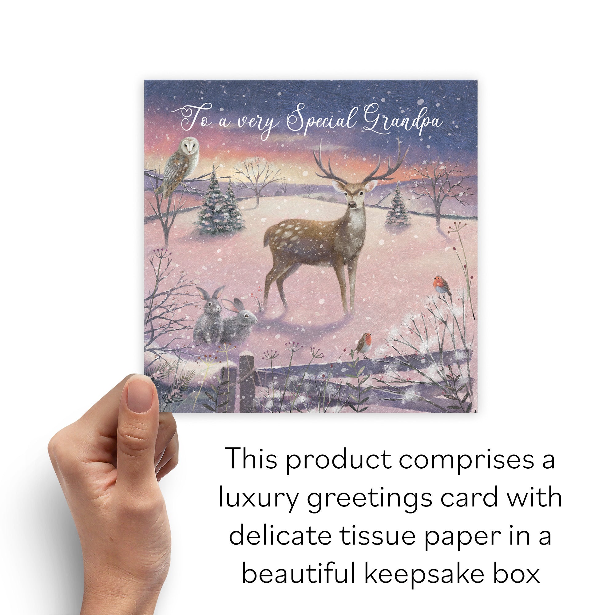 Boxed Grandpa Christmas Card 'The Stag' Milo's Gallery - Default Title (B0D5RHZ995)