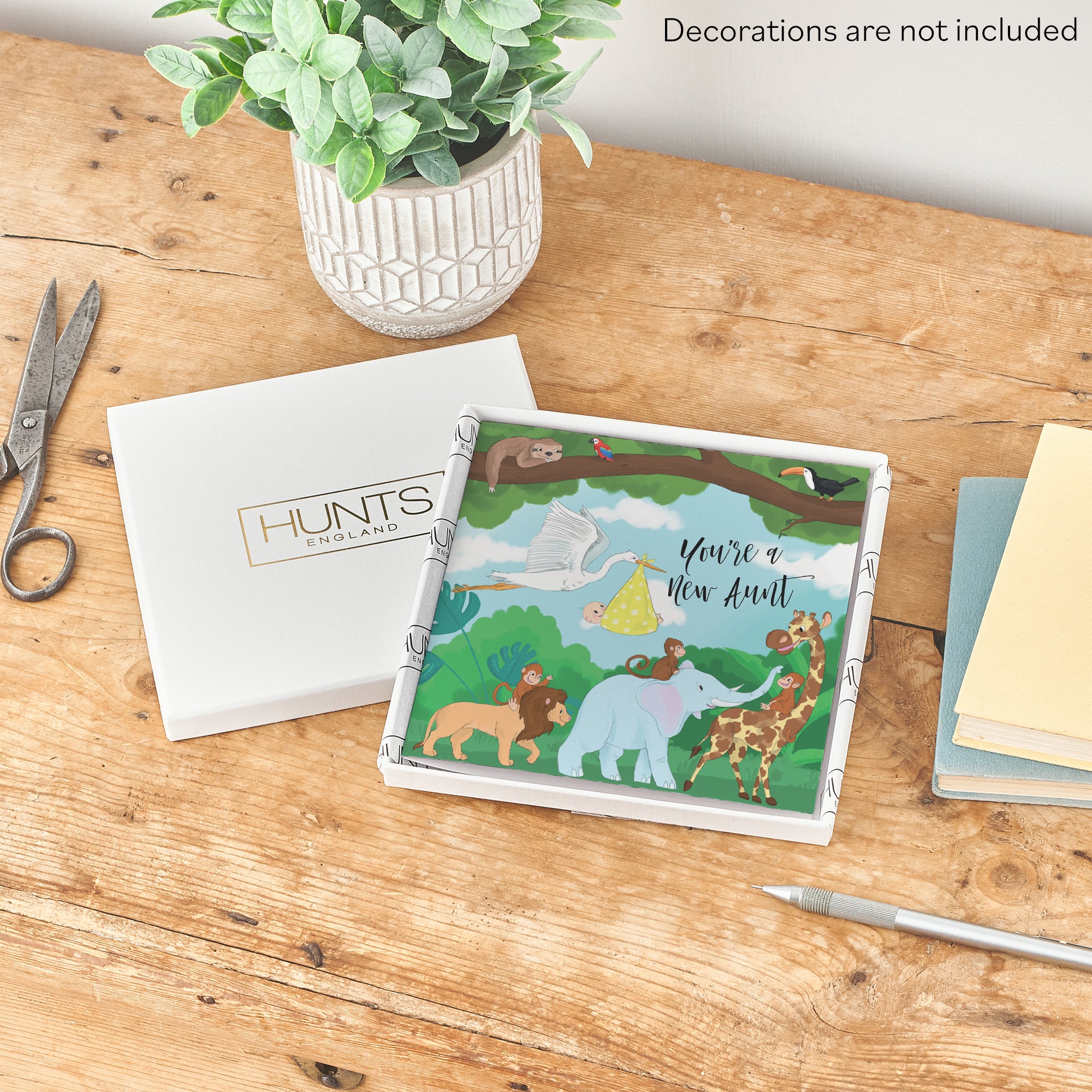 Boxed New Aunt Congratulations New Baby Card Stork Yellow Jungle - Default Title (B0D5RJ5TP5)