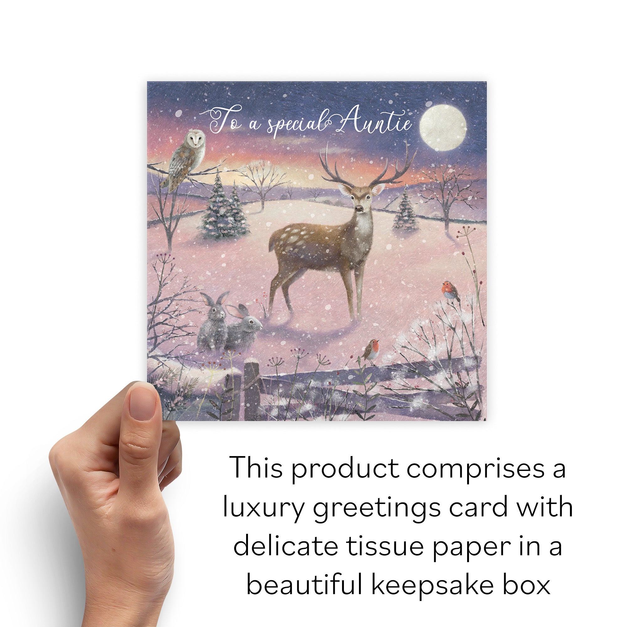 Boxed Auntie Christmas Card 'The Stag' Milo's Gallery - Default Title (B0D5RJ7JV5)