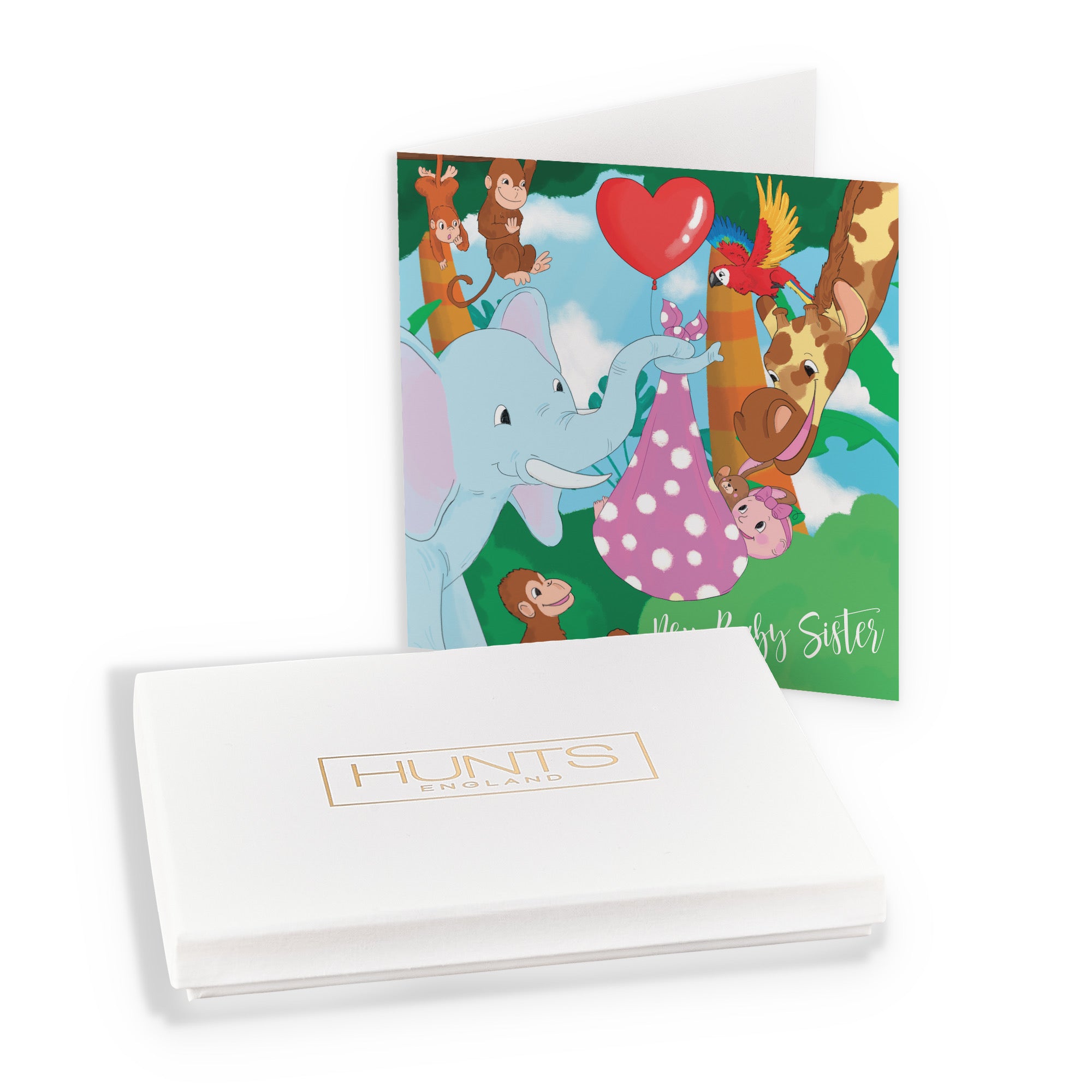 Boxed New Baby Sister Congratulations Card Elephant Jungle - Default Title (B0D5RJCCB9)