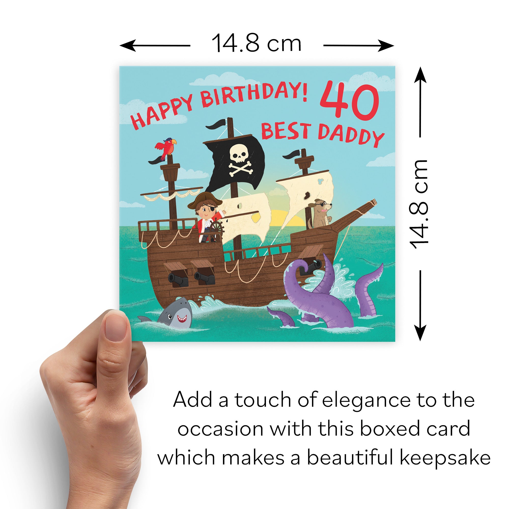 Boxed 40th Daddy Pirate Ship Birthday Card Imagination - Default Title (B0D5RJPCCG)