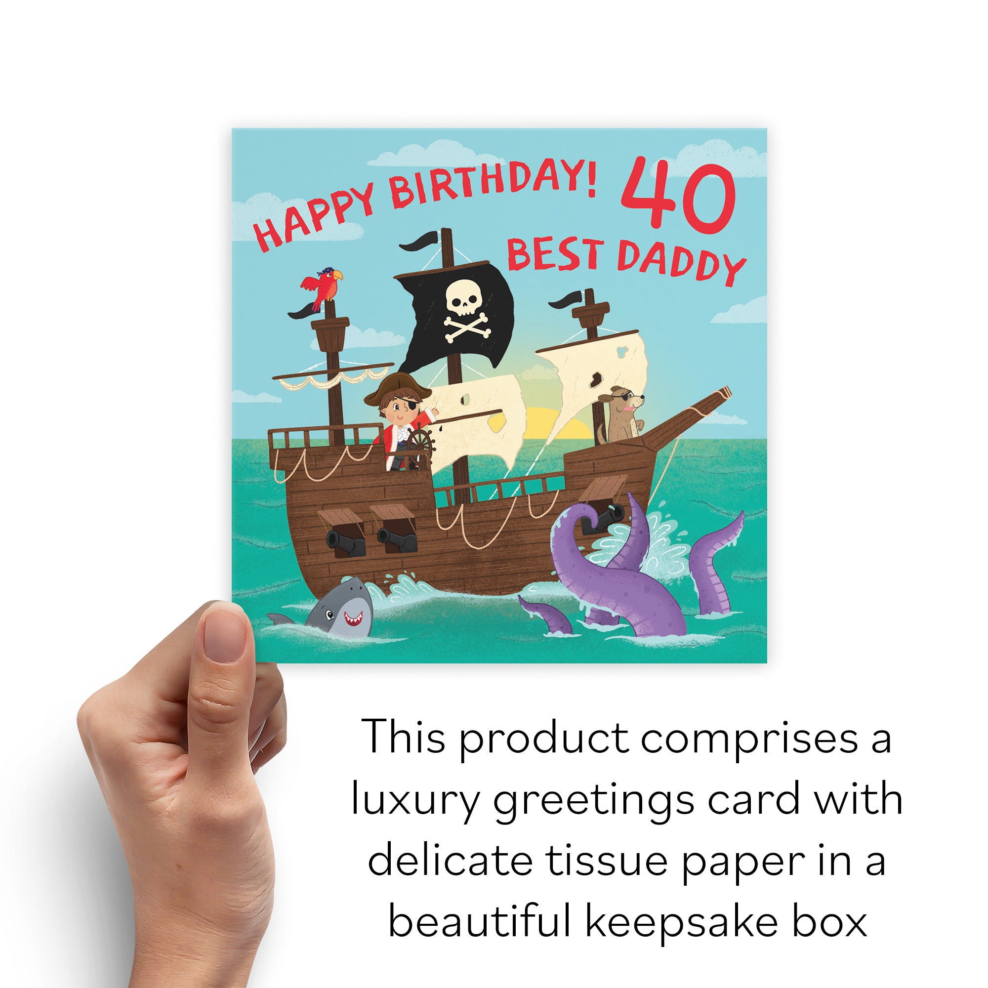 Boxed 40th Daddy Pirate Ship Birthday Card Imagination - Default Title (B0D5RJPCCG)