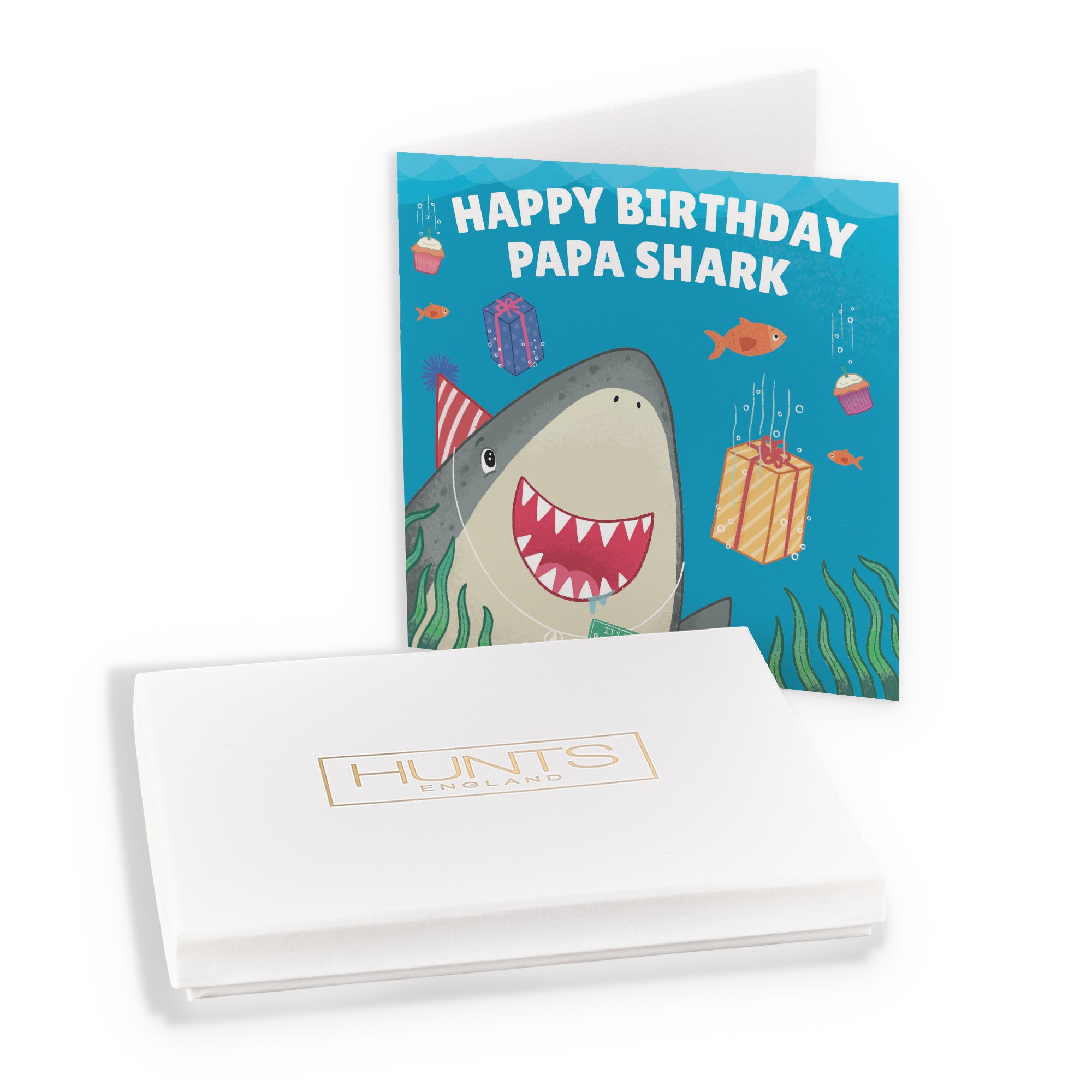 Boxed Papa Cute Shark Birthday Card Ocean - Default Title (B0D5RJPQWX)