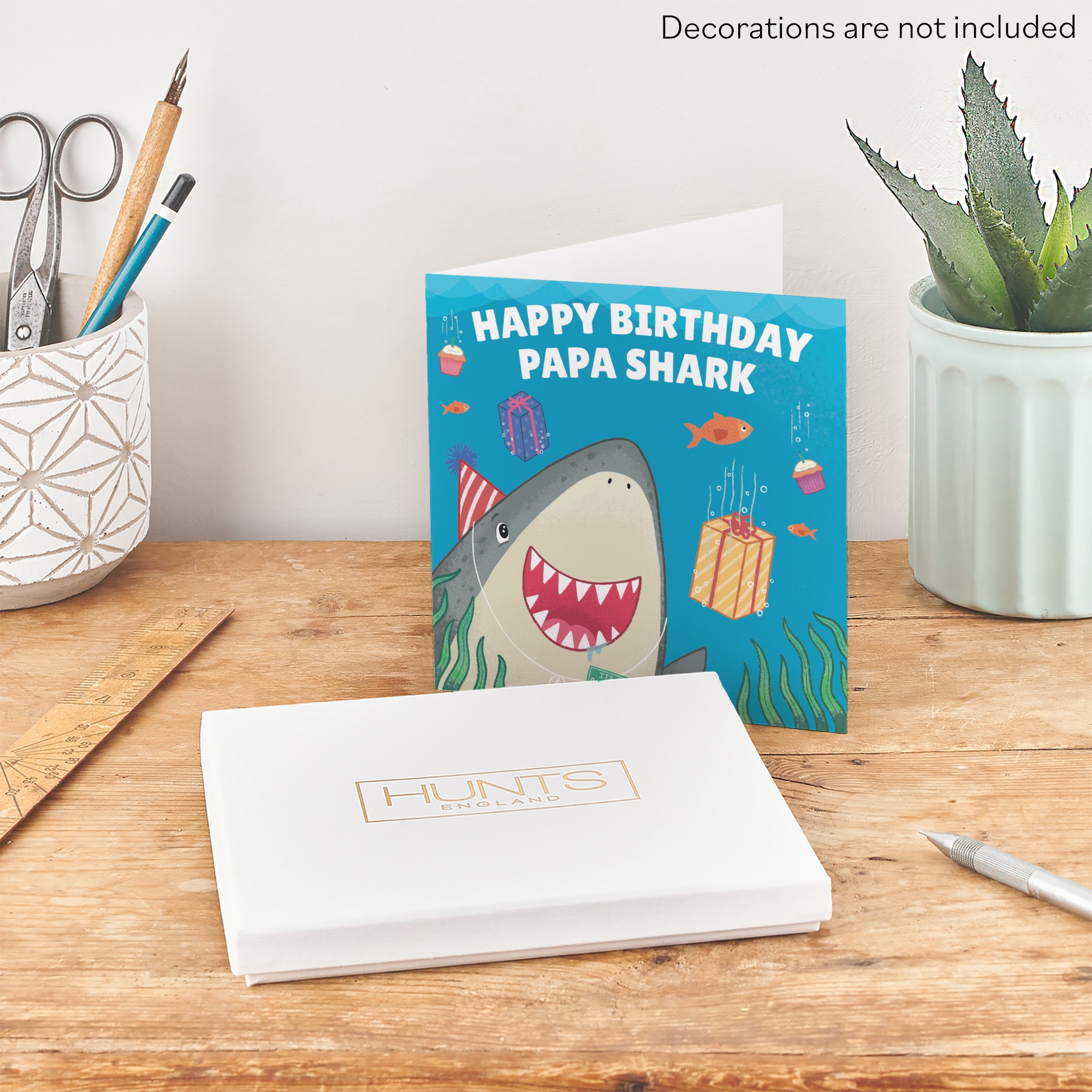 Boxed Papa Cute Shark Birthday Card Ocean - Default Title (B0D5RJPQWX)