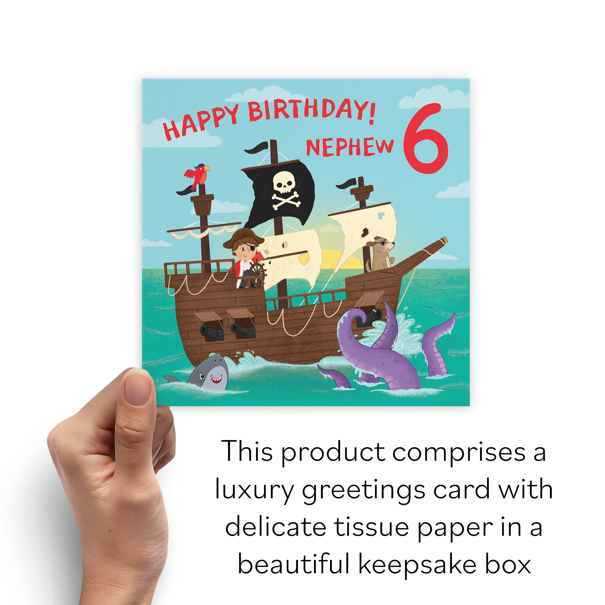 Boxed 6th Nephew Pirate Ship Birthday Card Imagination - Default Title (B0D5RJT6B9)