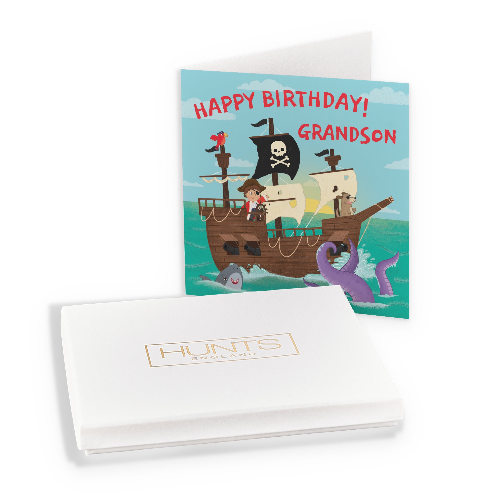 Boxed Grandson Pirate Ship Kids Birthday Card Imagination - Default Title (B0D5RJT6BB)