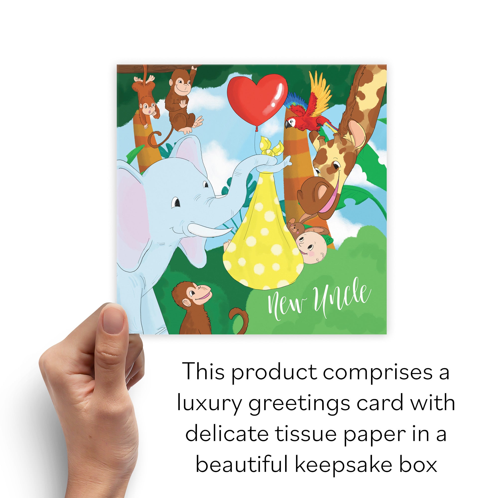 Boxed New Uncle Congratulations New Baby Card Cute Elephant Jungle - Default Title (B0D5RJXJ94)