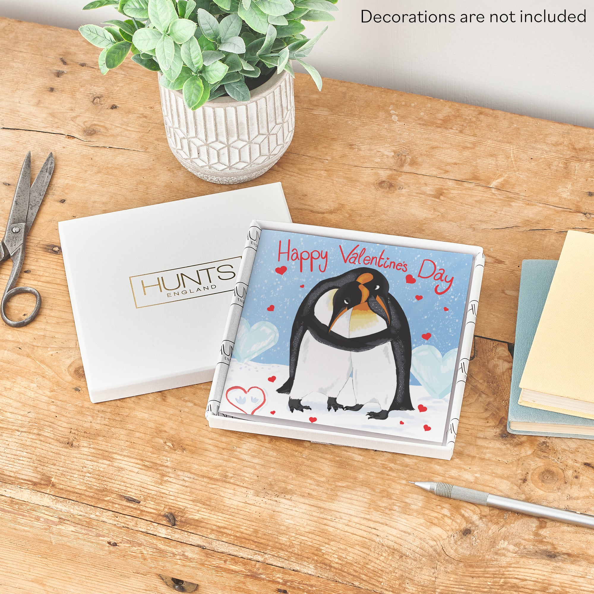 Boxed Romantic Penguins Valentine's Day Card Cute Animals - Default Title (B0D5RJZ2GX)