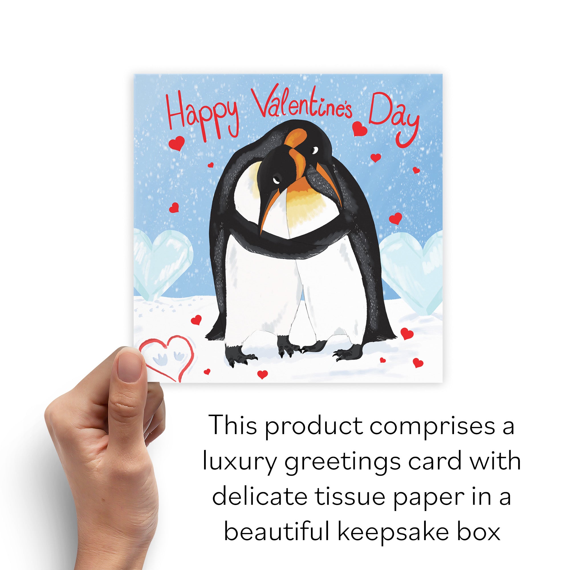 Boxed Romantic Penguins Valentine's Day Card Cute Animals - Default Title (B0D5RJZ2GX)