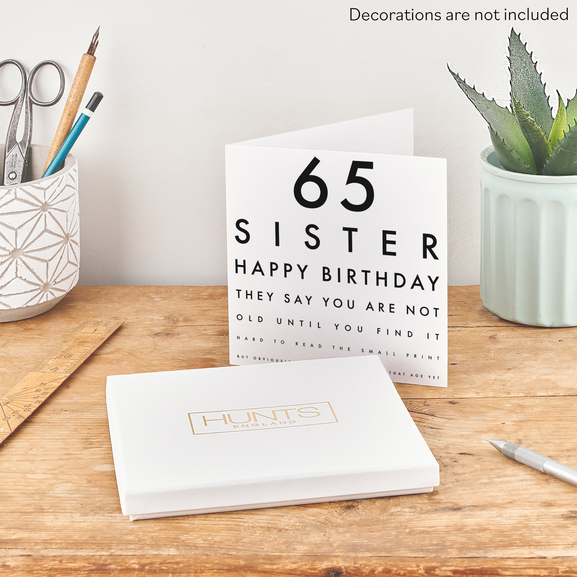 Boxed 65th Sister Eye Sight Joke Birthday Card Letters - Default Title (B0D5RK31NM)