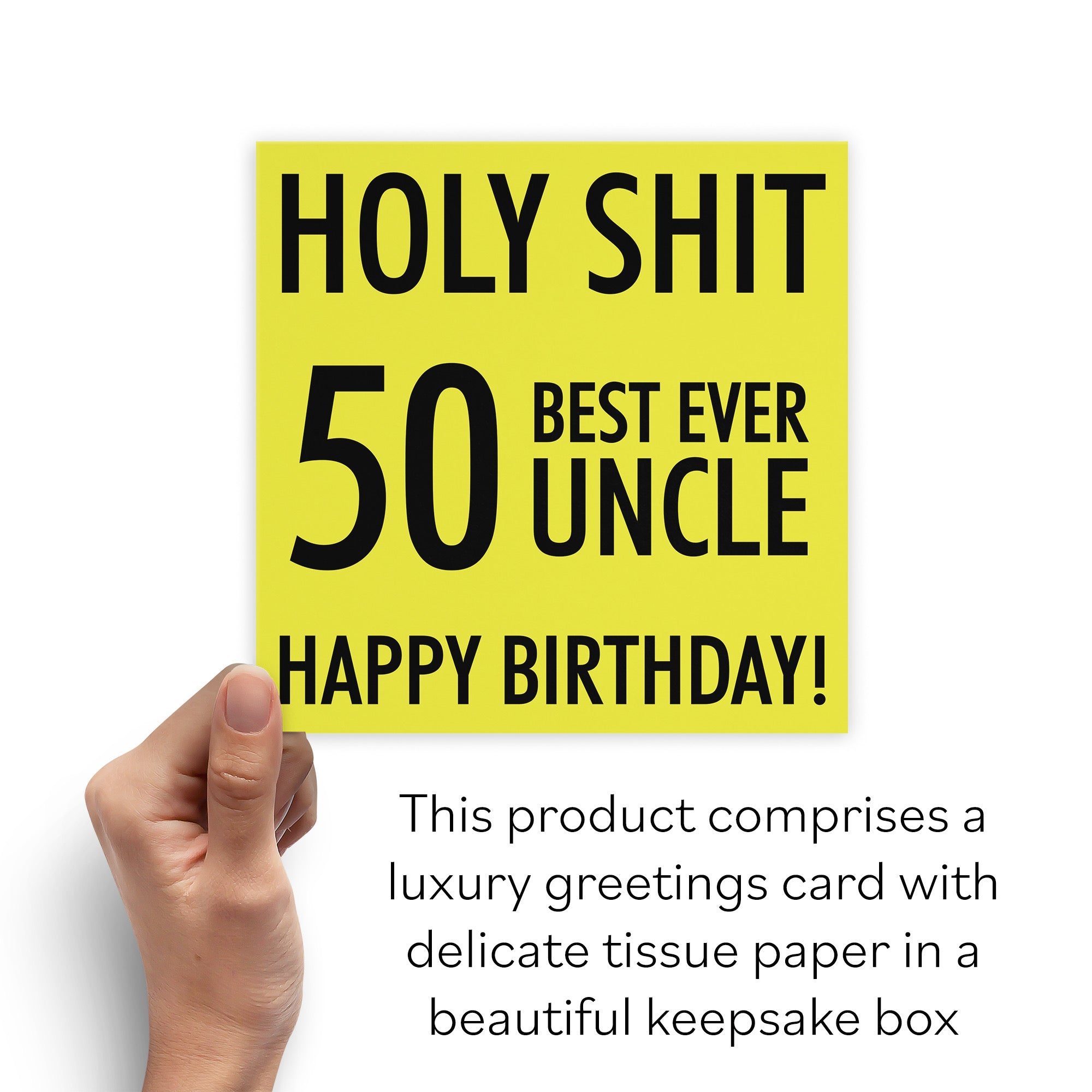 Boxed 50th Uncle Birthday Card Holy Shit - Default Title (B0D5RK31Q6)