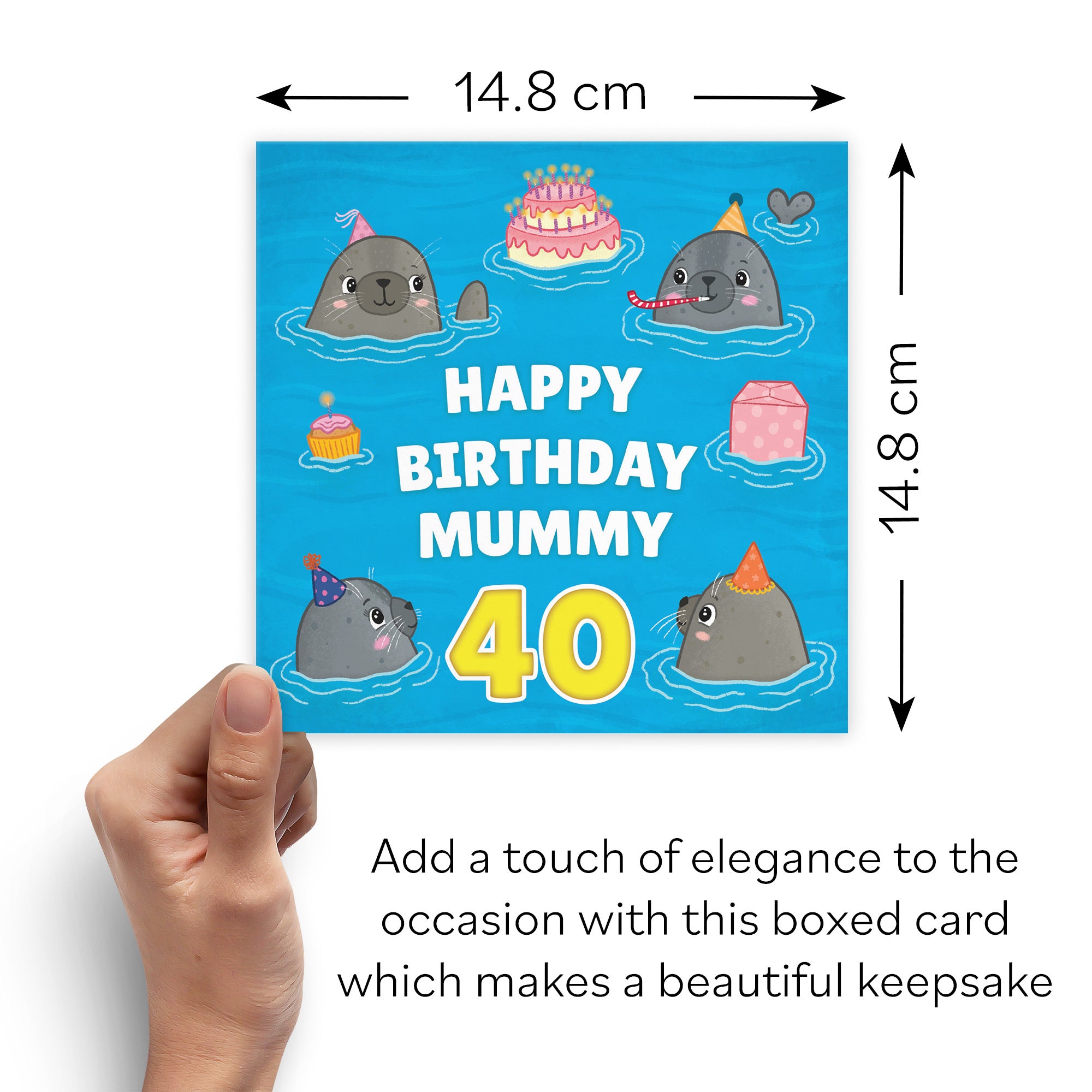 Boxed 40th Mummy Cute Seals Birthday Card Ocean - Default Title (B0D5RK591L)