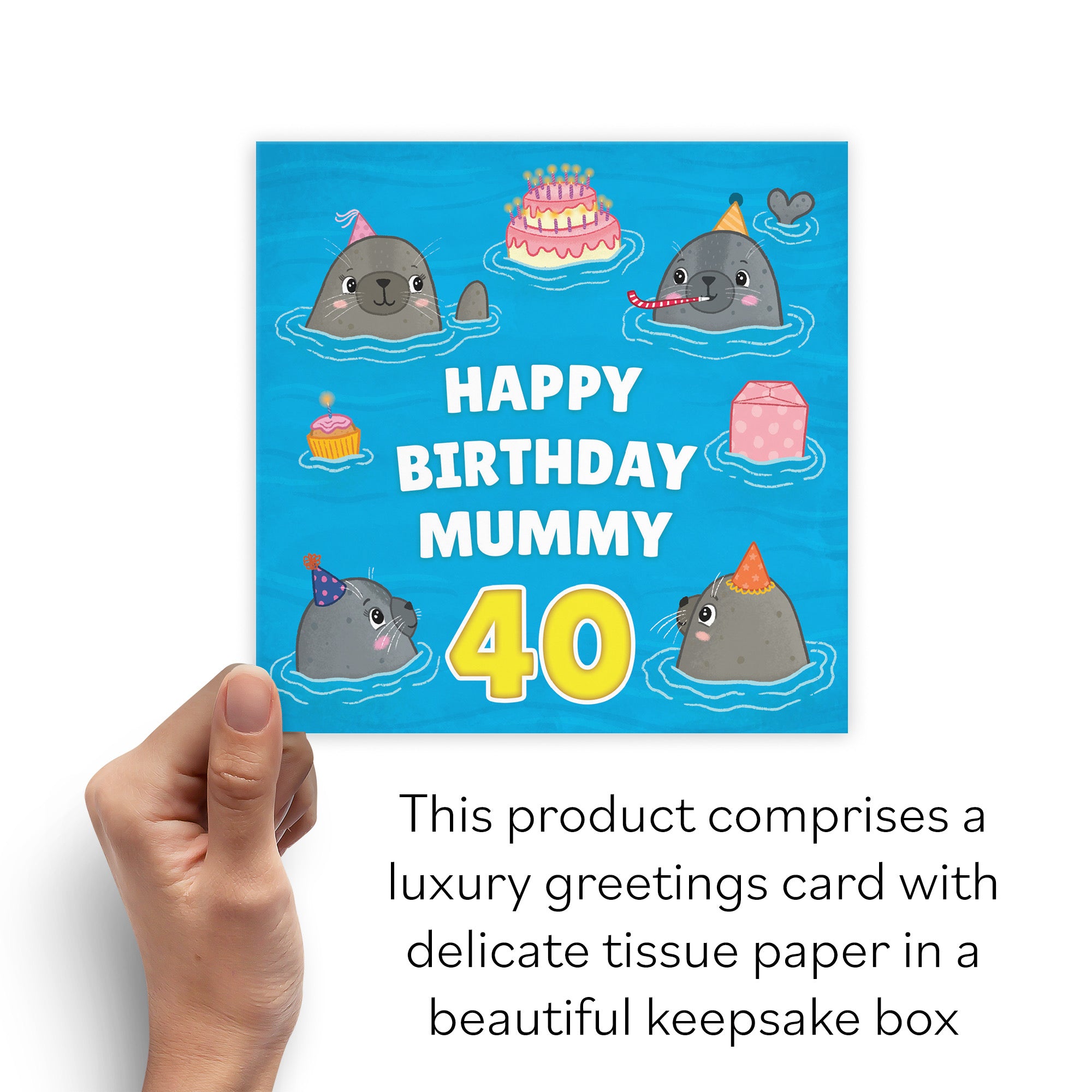 Boxed 40th Mummy Cute Seals Birthday Card Ocean - Default Title (B0D5RK591L)