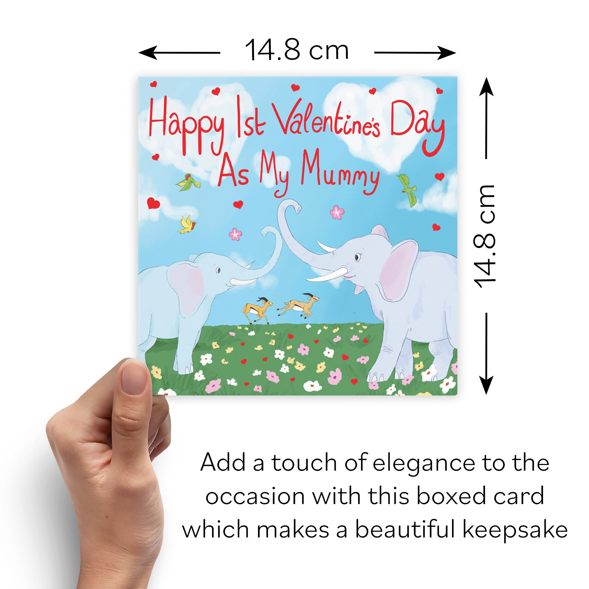 Boxed Mummy 1st Valentine's Day Elephants Card Cute Animals - Default Title (B0D5RK7R54)