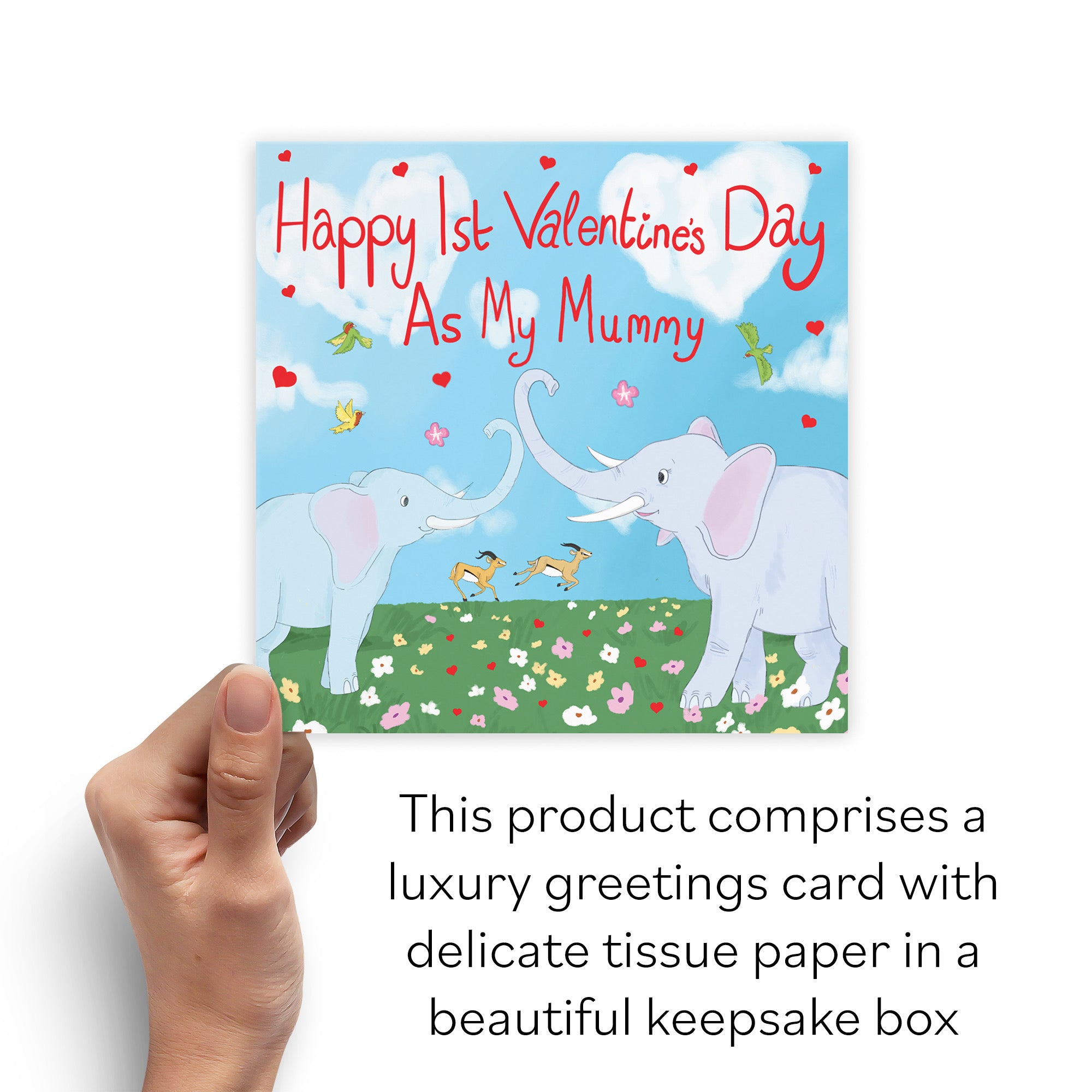 Boxed Mummy 1st Valentine's Day Elephants Card Cute Animals - Default Title (B0D5RK7R54)