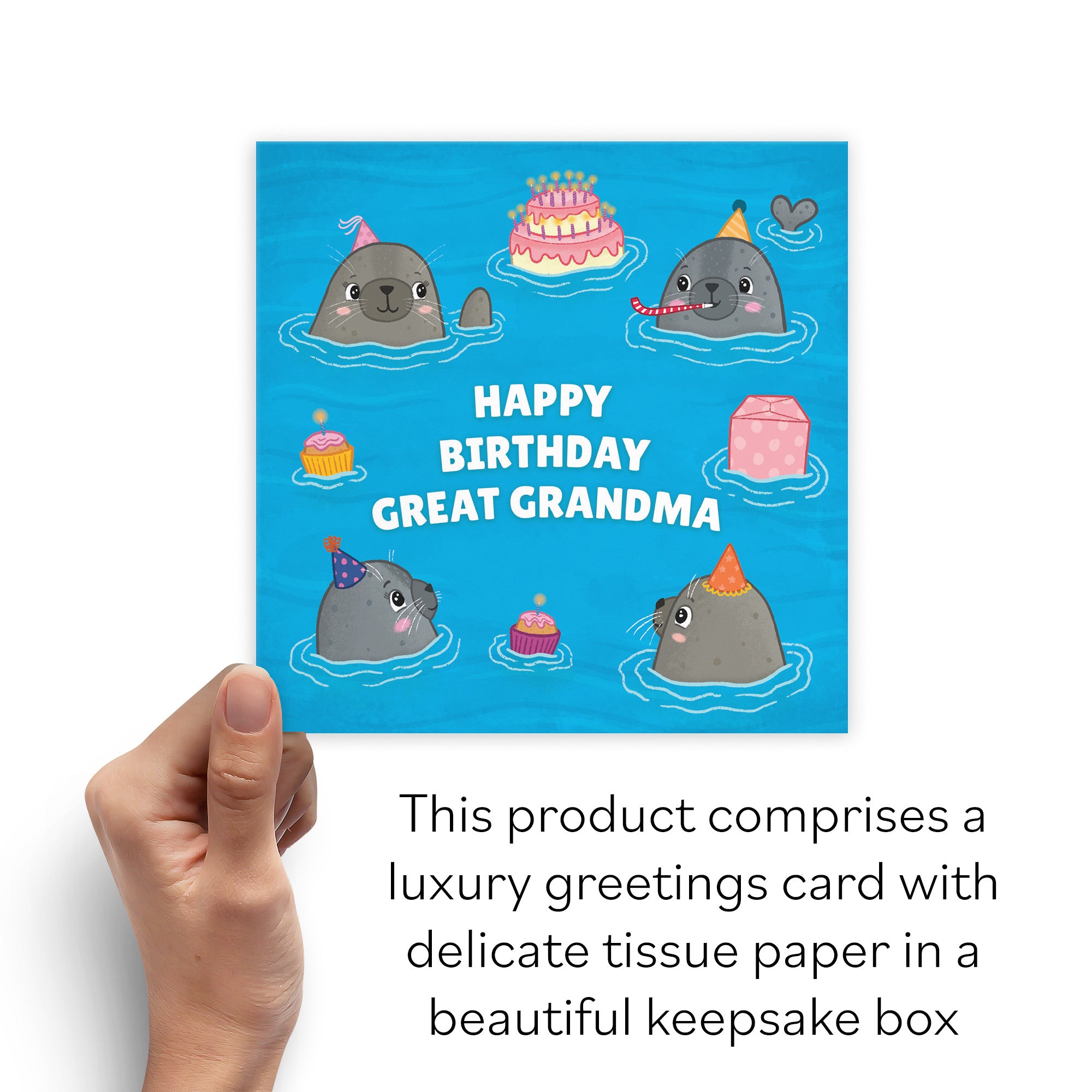 Boxed Great Grandma Cute Seals Birthday Card Ocean - Default Title (B0D5RK9BWK)