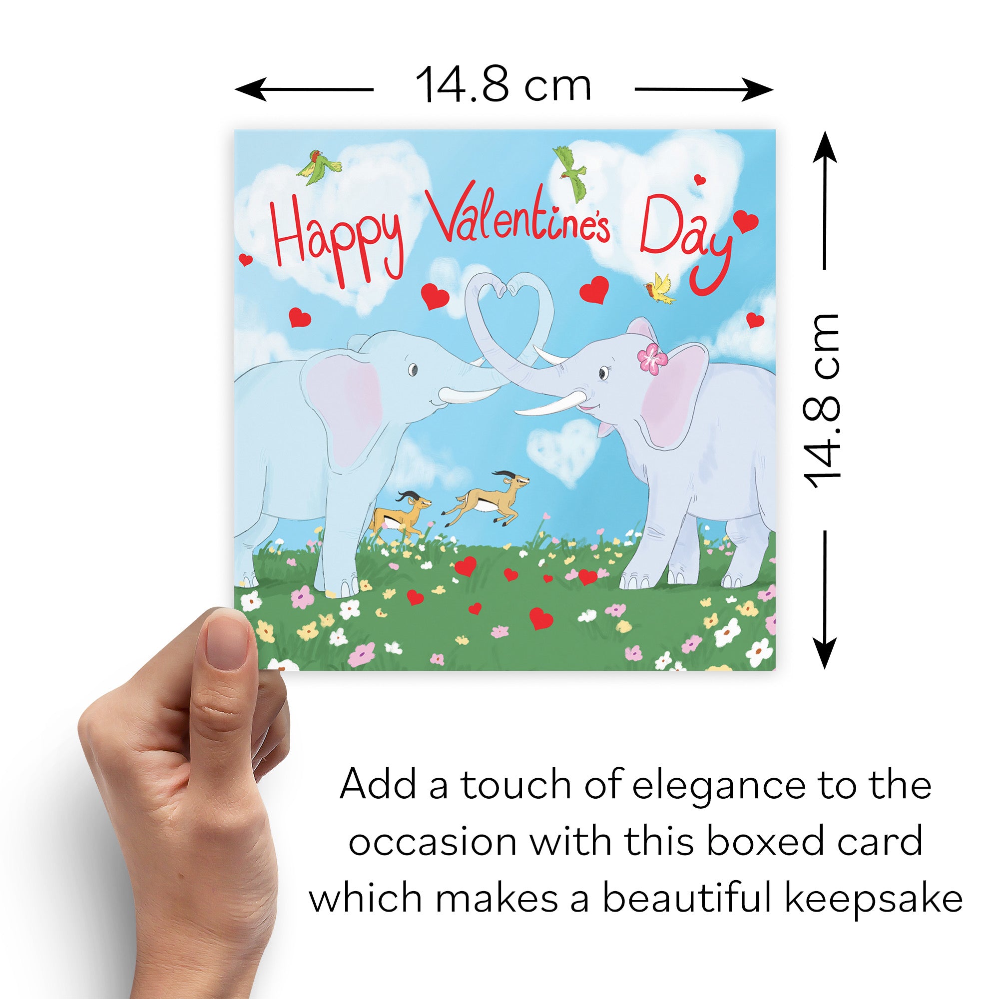 Boxed Elephant Valentine's Day Card Cute Animals - Default Title (B0D5RKDZ1Z)