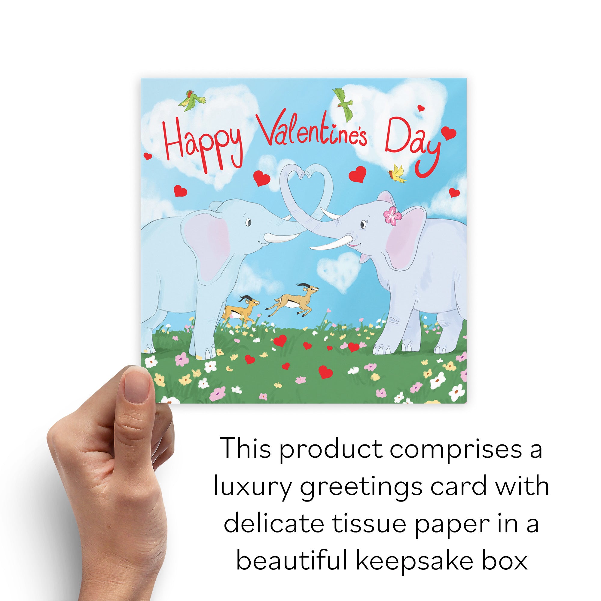 Boxed Elephant Valentine's Day Card Cute Animals - Default Title (B0D5RKDZ1Z)