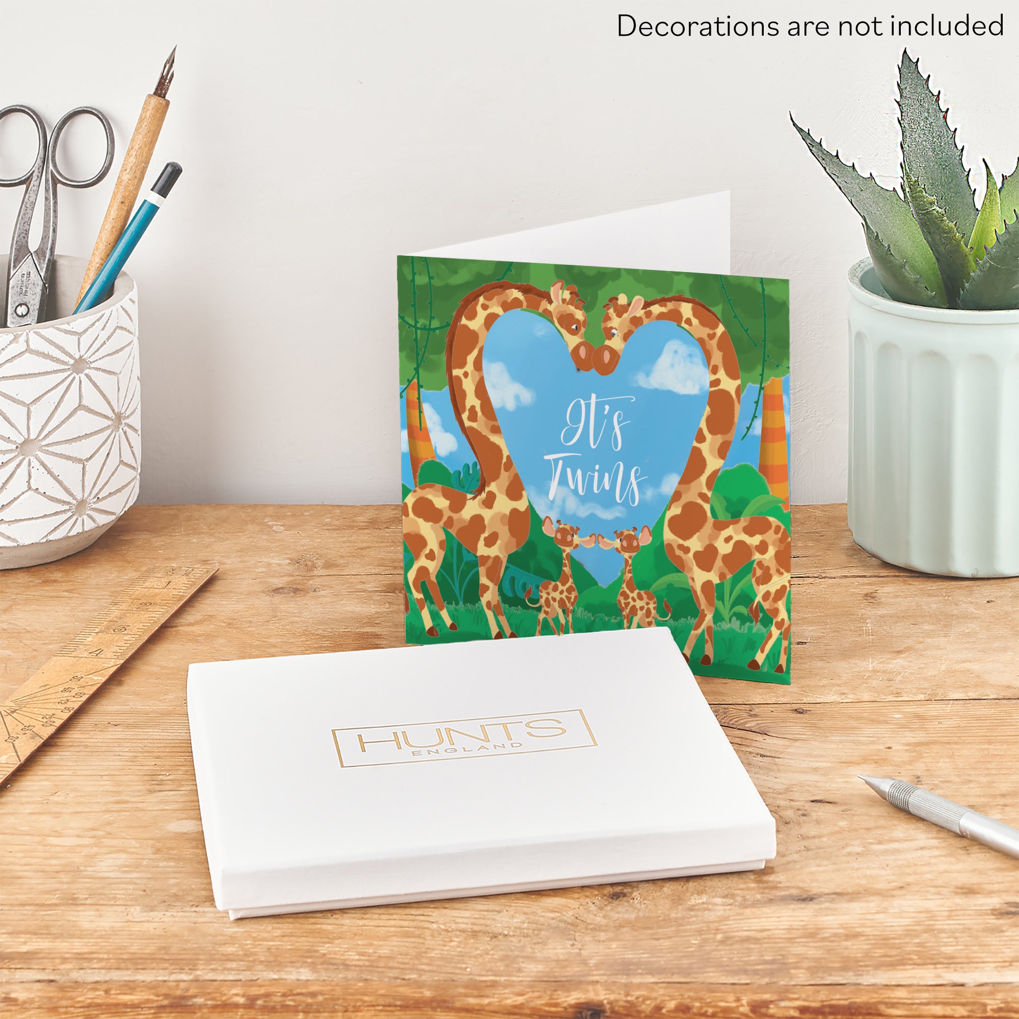 Boxed New Baby Twins Cute Giraffes Congratulations Card Jungle - Default Title (B0D5RKGM9P)