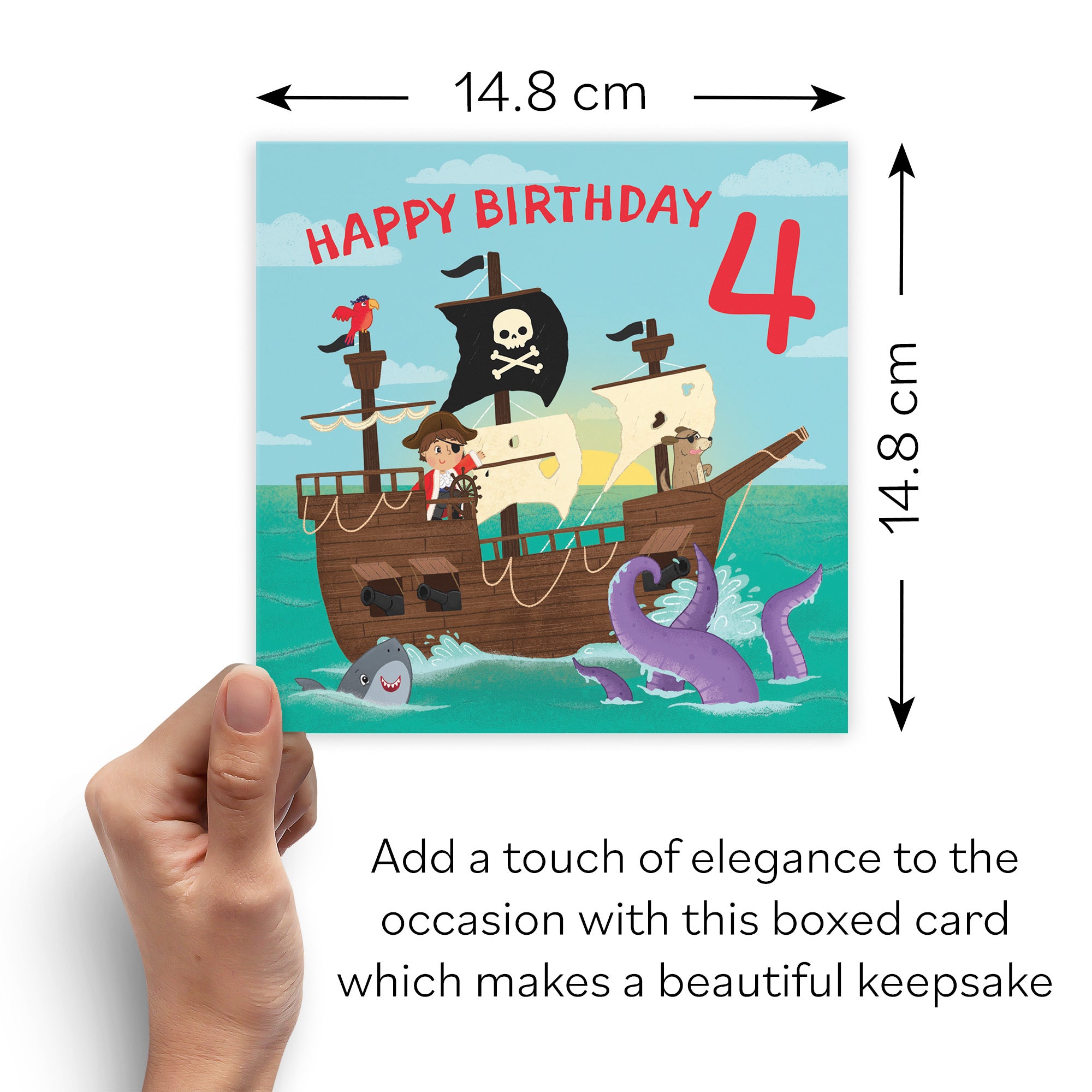 Boxed 4th Birthday Card Pirate Ship Imagination - Default Title (B0D5RKJ86R)