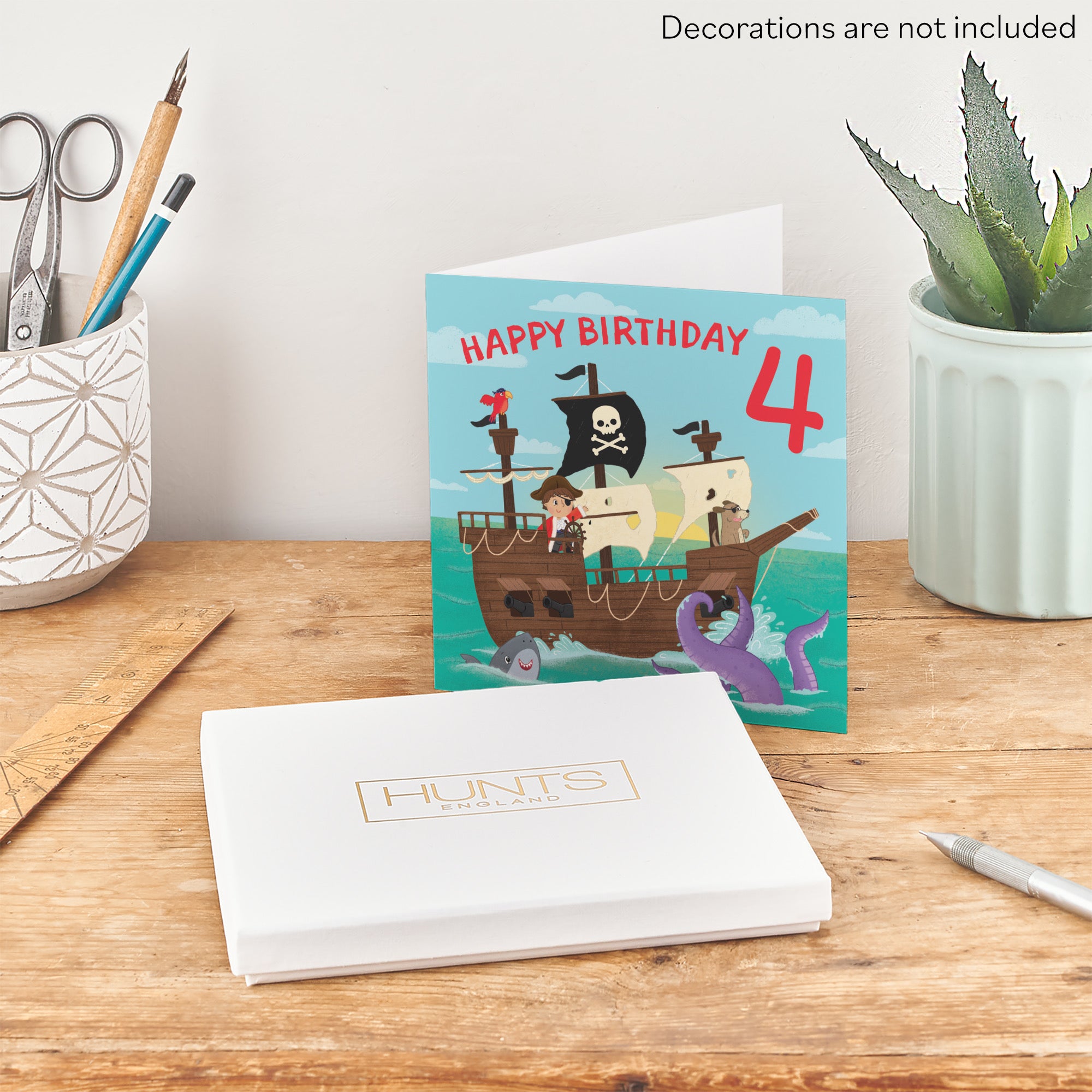 Boxed 4th Birthday Card Pirate Ship Imagination - Default Title (B0D5RKJ86R)