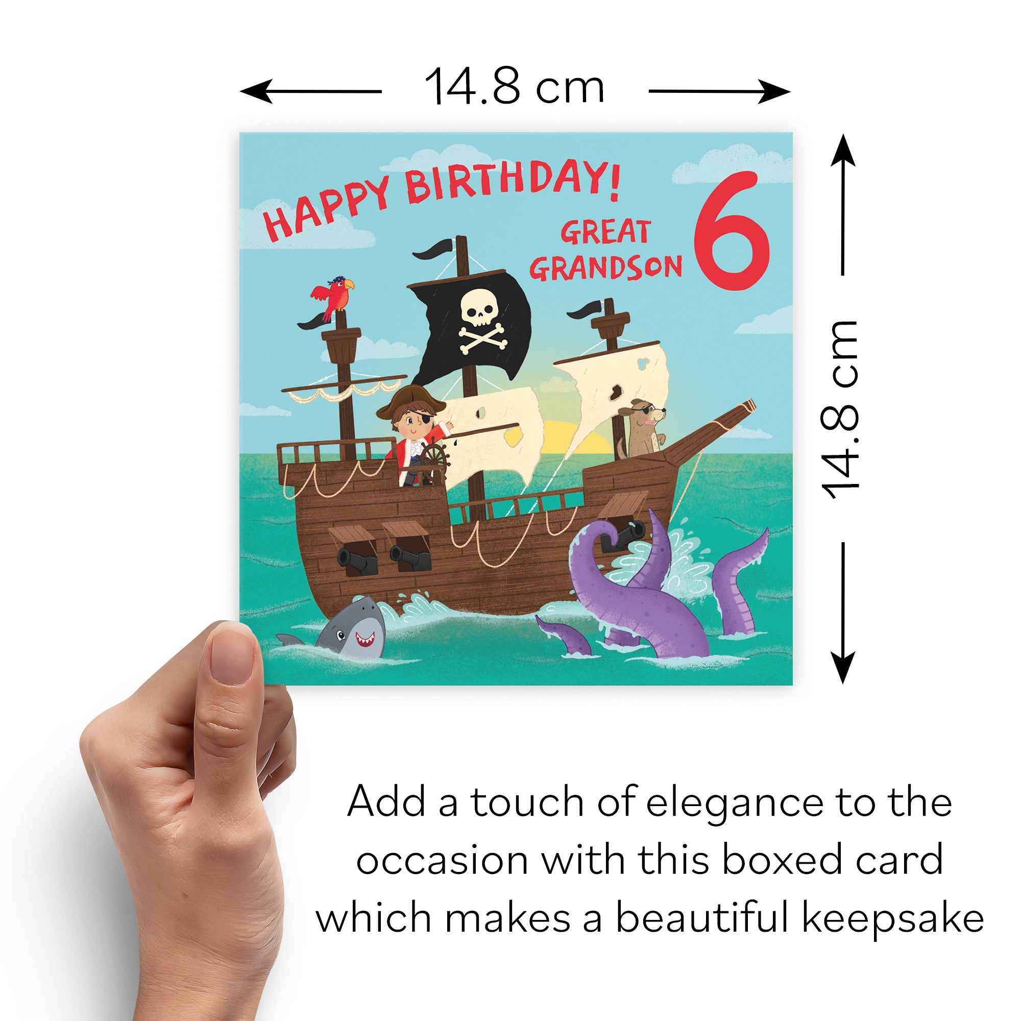 Boxed 6th Great Grandson Pirate Ship Birthday Card Imagination - Default Title (B0D5RKKTF5)