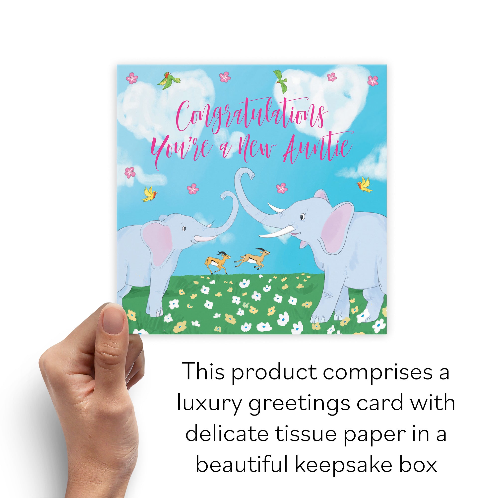 Boxed New Auntie Card Two Elephants Cute Animals - Default Title (B0D5RKLBLS)