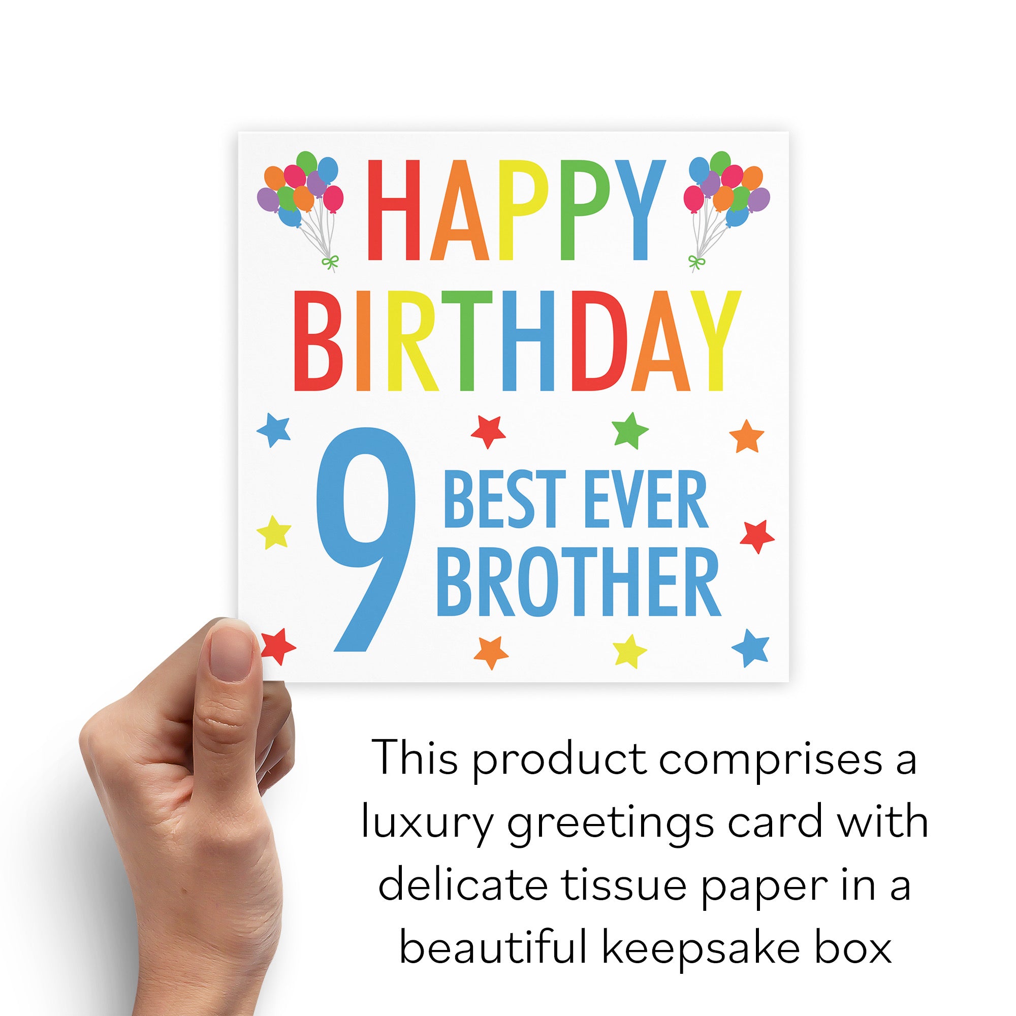 Boxed 9th Brother Birthday Card Colourful - Default Title (B0D5RKQTTX)