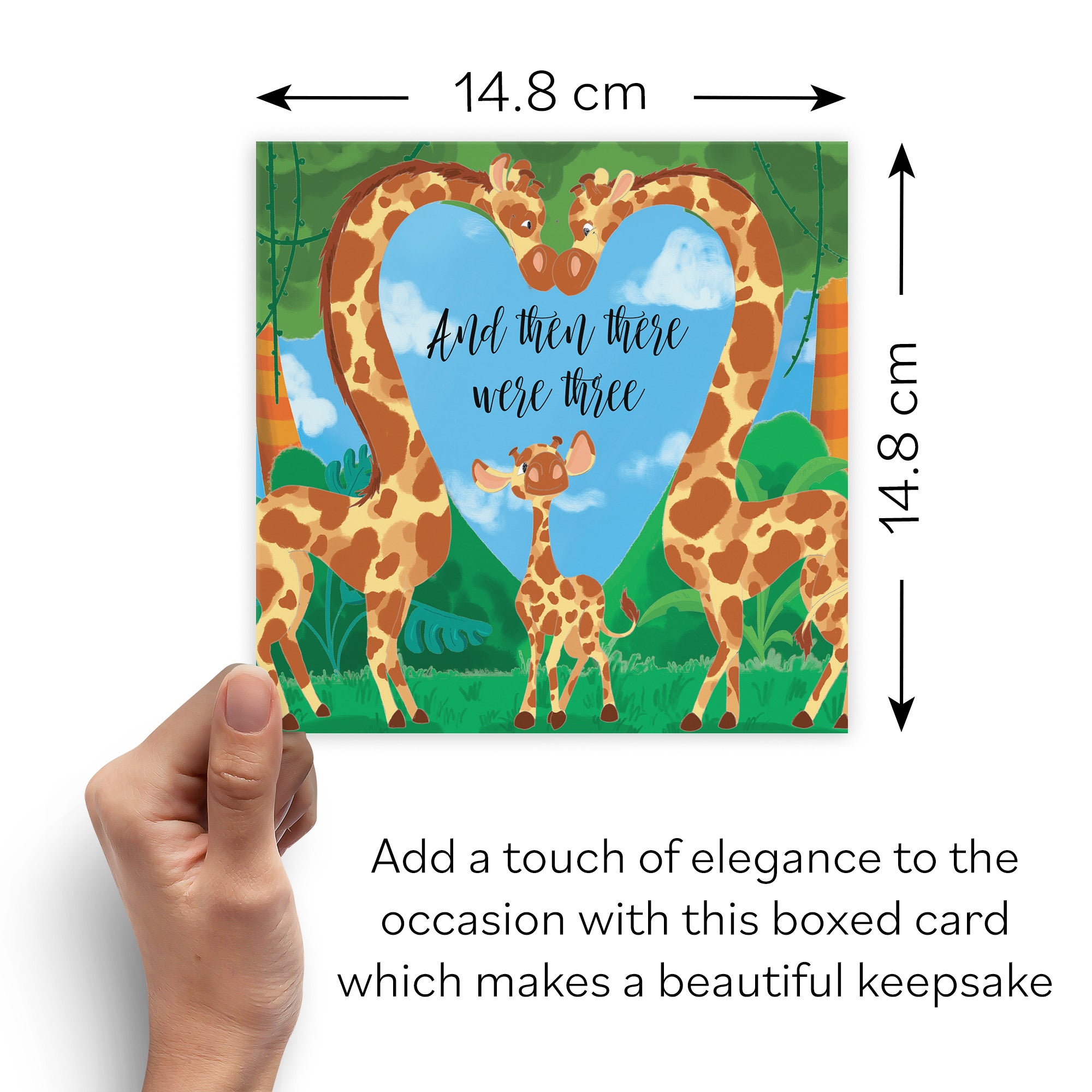 Boxed And Then There Were Three New Baby Card Cute Giraffes Jungle - Default Title (B0D5RKSX28)