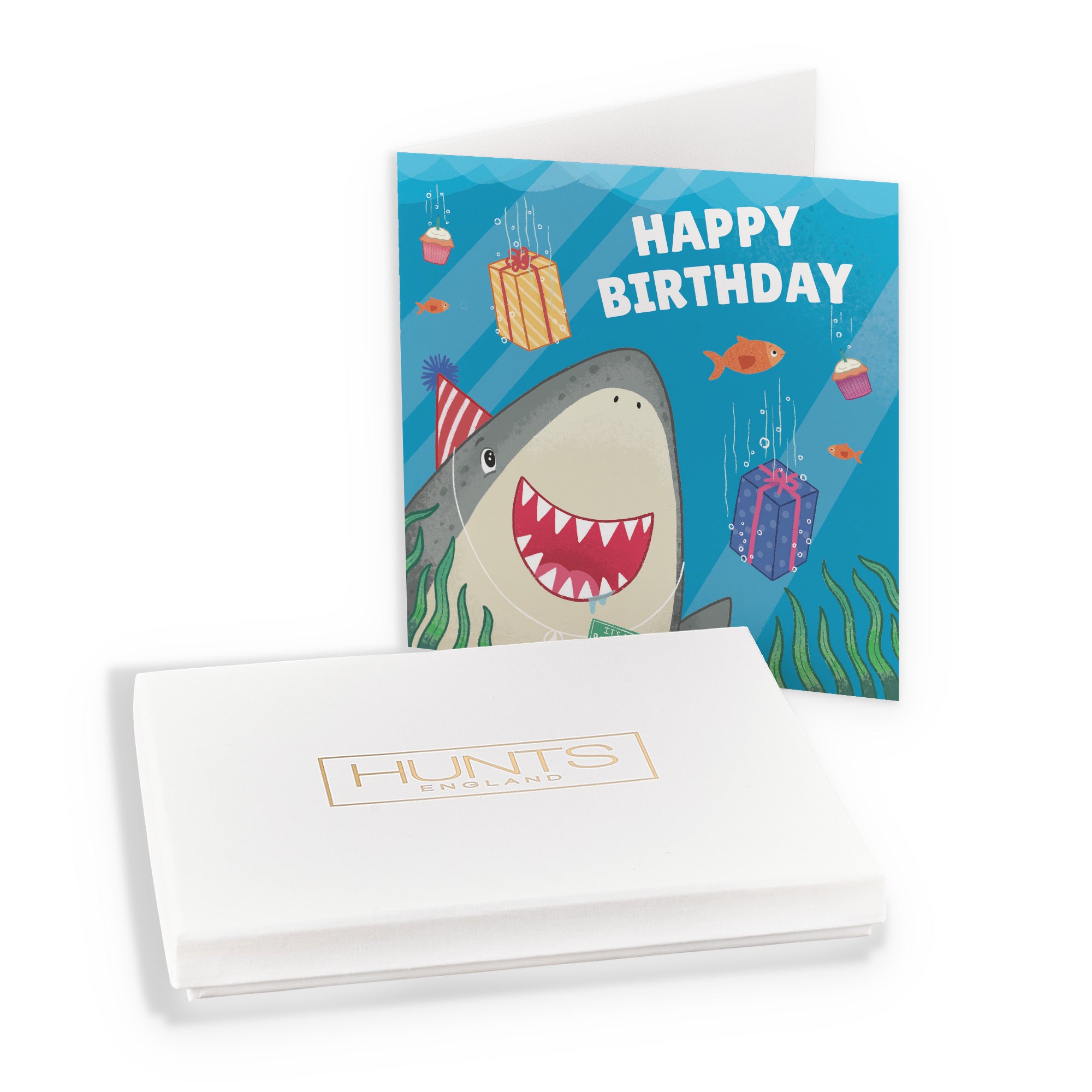 Boxed Cute Shark Kids Birthday Card Ocean - Default Title (B0D5RKT1FB)