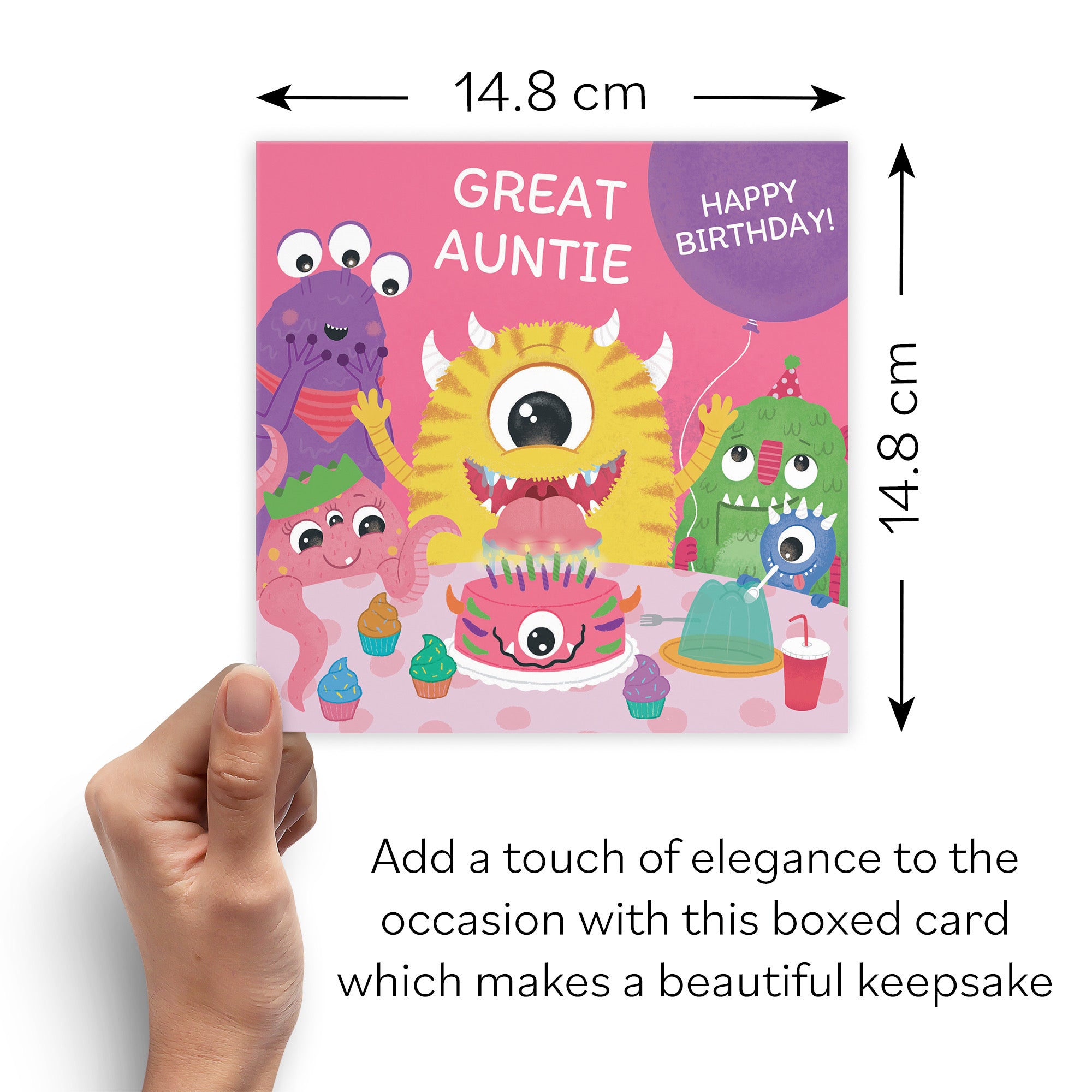 Boxed Great Auntie Monsters Party Cute Birthday Card Imagination - Default Title (B0D5RKX9RB)