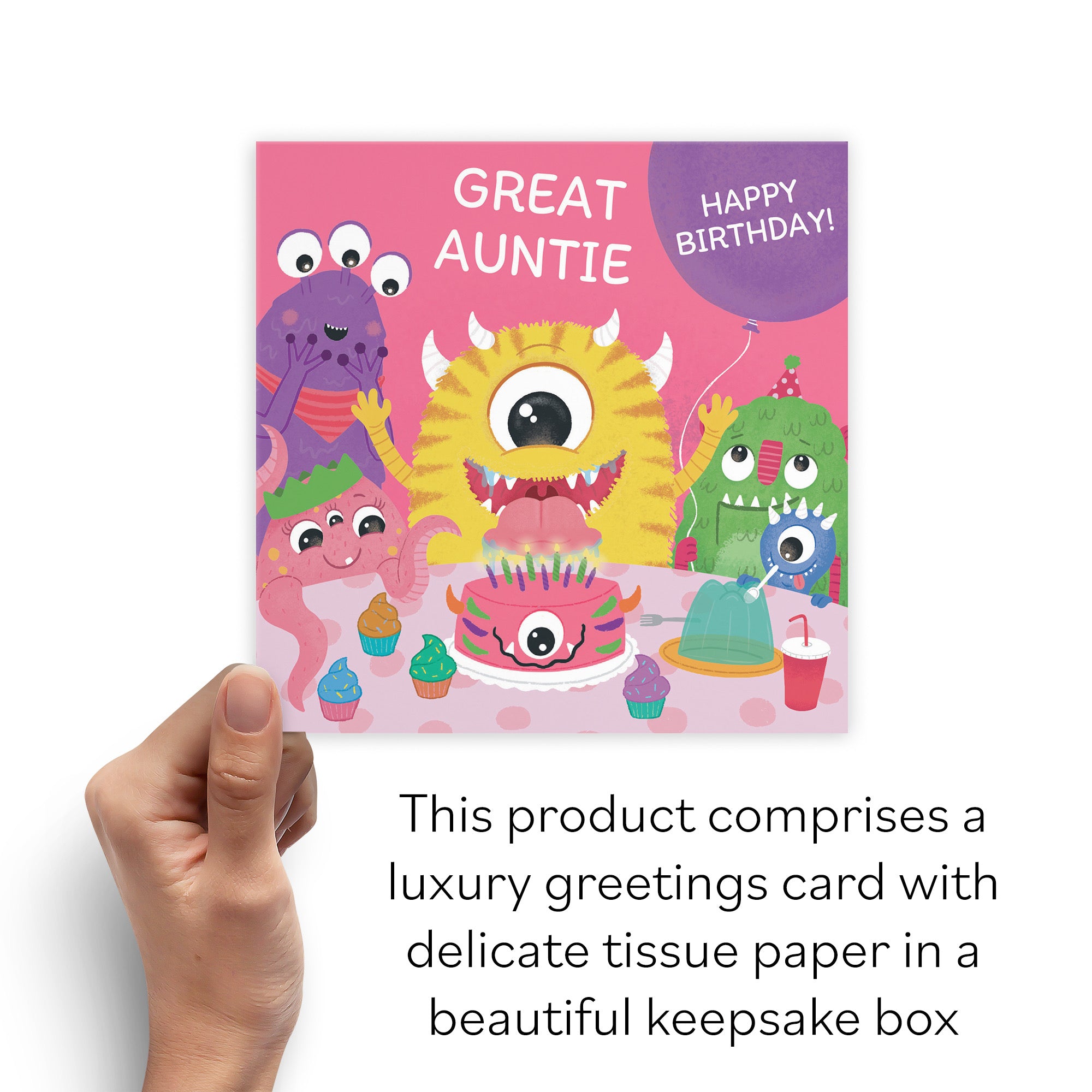 Boxed Great Auntie Monsters Party Cute Birthday Card Imagination - Default Title (B0D5RKX9RB)