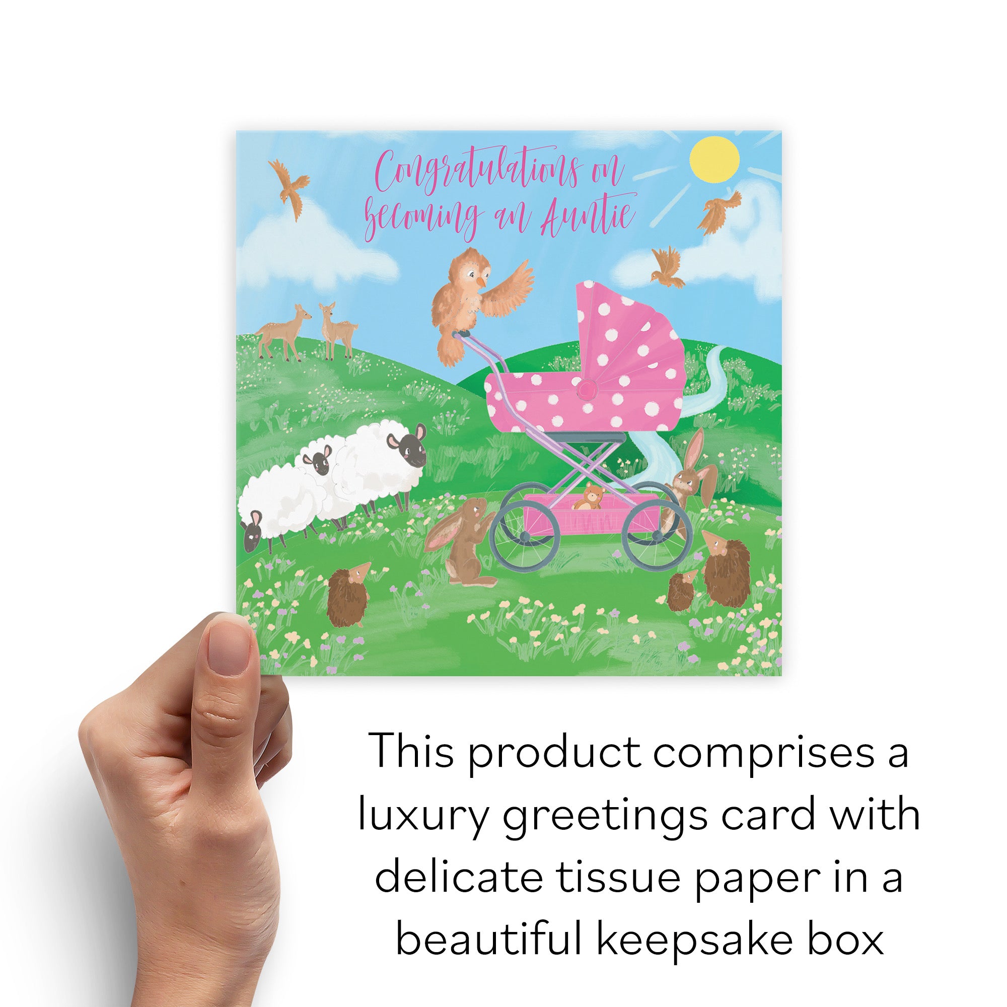 Boxed New Auntie Congratulations Cute New Baby Card Countryside - Default Title (B0D5RKXG2H)