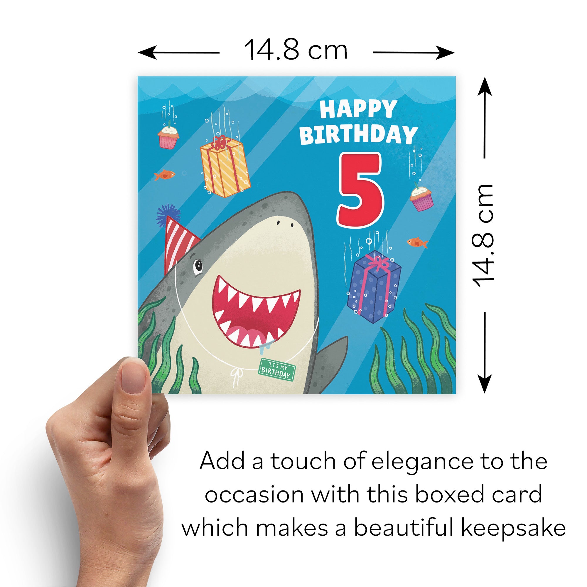 Boxed 5th Birthday Shark Card Ocean - Default Title (B0D5RL6LZT)