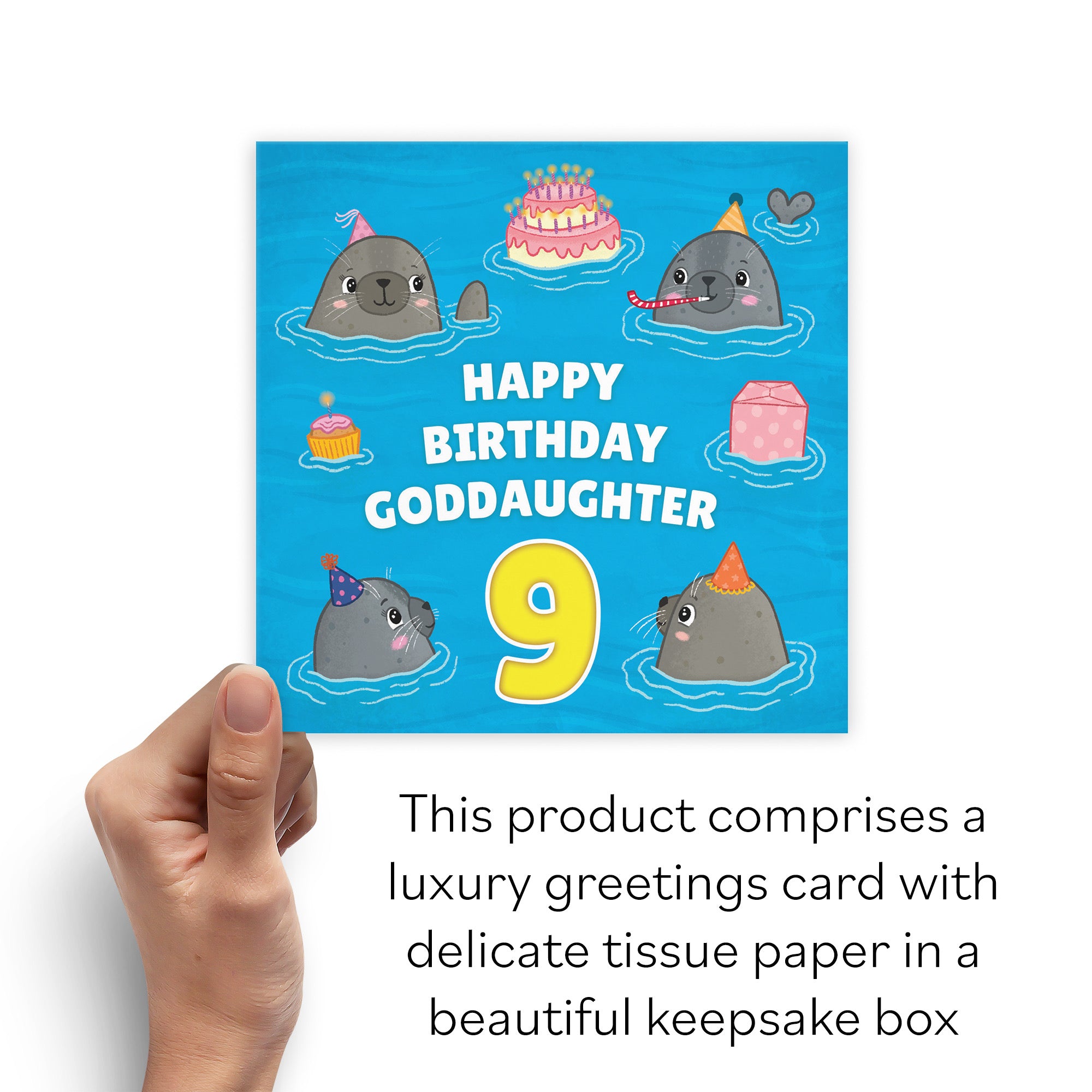 Boxed 9th Goddaughter Cute Seals Birthday Card Ocean - Default Title (B0D5RLFQQK)