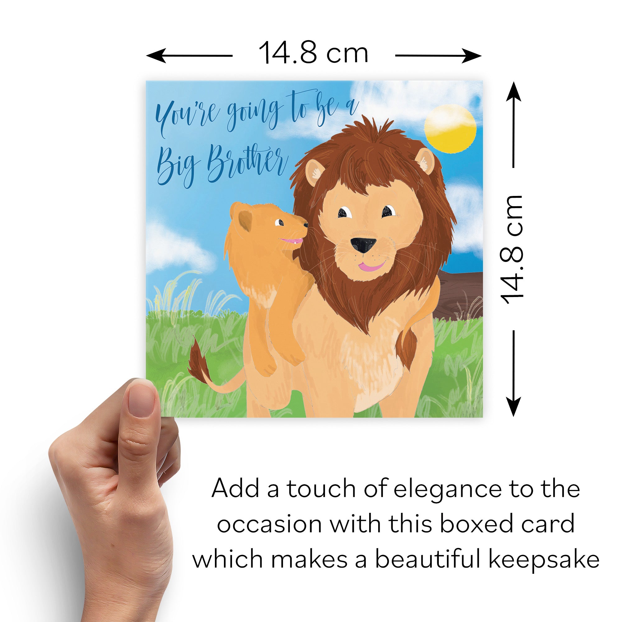 Boxed New Baby Pregnancy Announcement Big Brother Card For Son Lion Jungle - Default Title (B0D5RLJBNV)