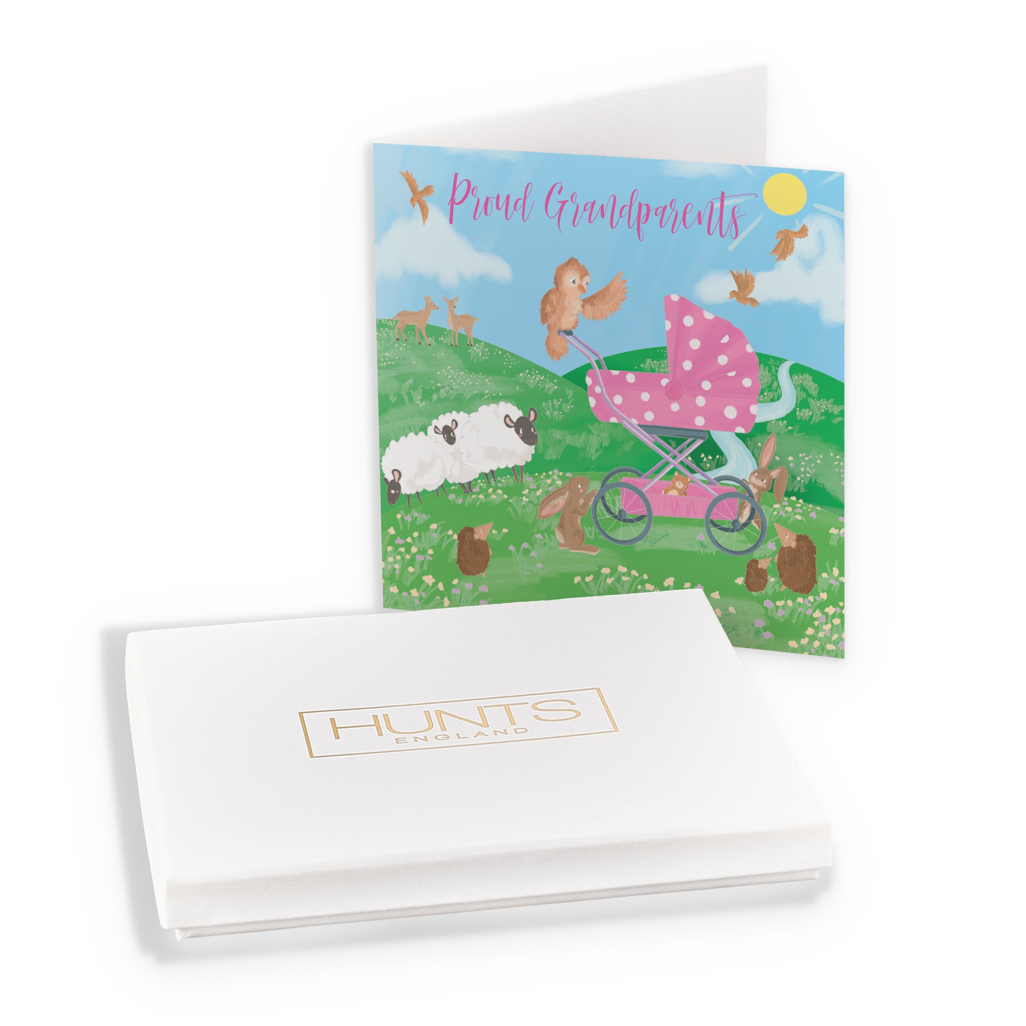 Boxed Proud Grandparents Cute New Baby Girl Card Countryside - Default Title (B0D5RLK4S7)