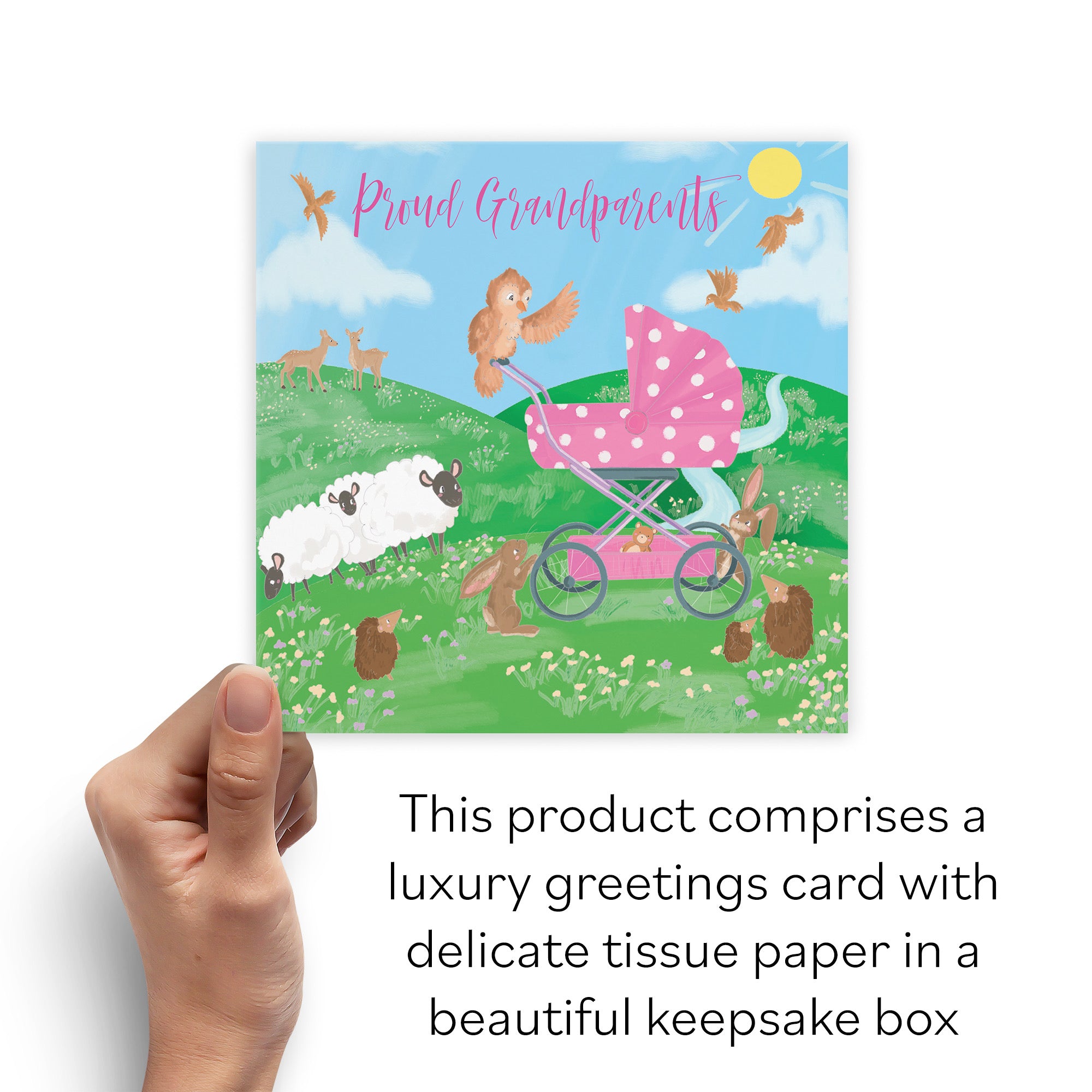 Boxed Proud Grandparents Cute New Baby Girl Card Countryside - Default Title (B0D5RLK4S7)