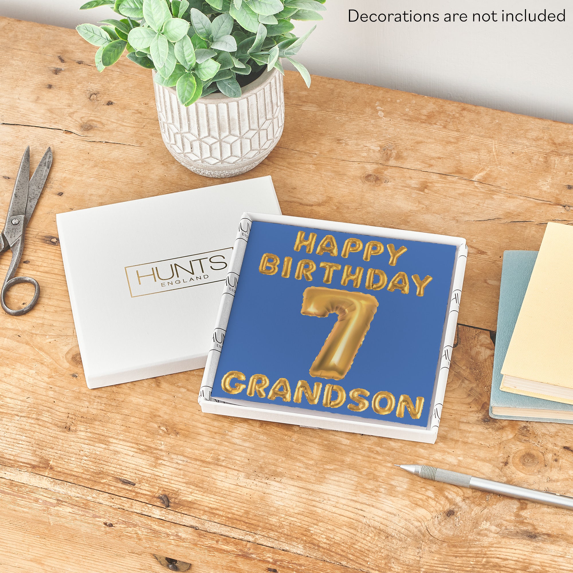 Boxed 7th Grandson Birthday Card Balloon - Default Title (B0D5RLVWWB)